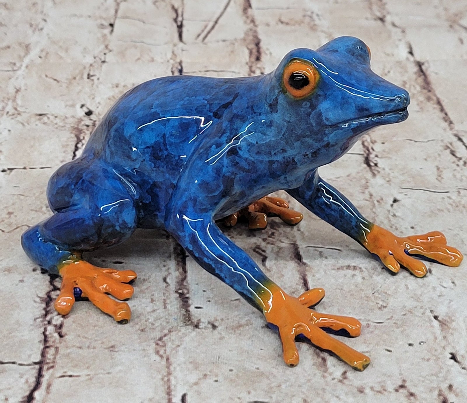 Marius Bronze Sculpture: Limited Edition Blue Frog Statue for Home Office Garden