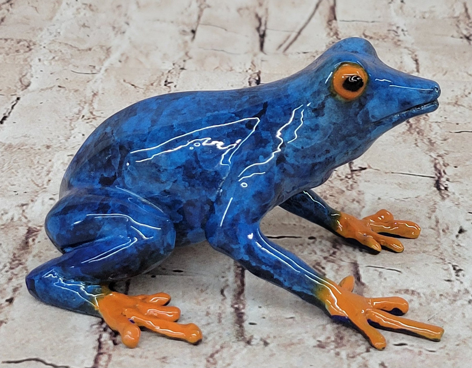 Marius Bronze Sculpture: Limited Edition Blue Frog Statue for Home Office Garden