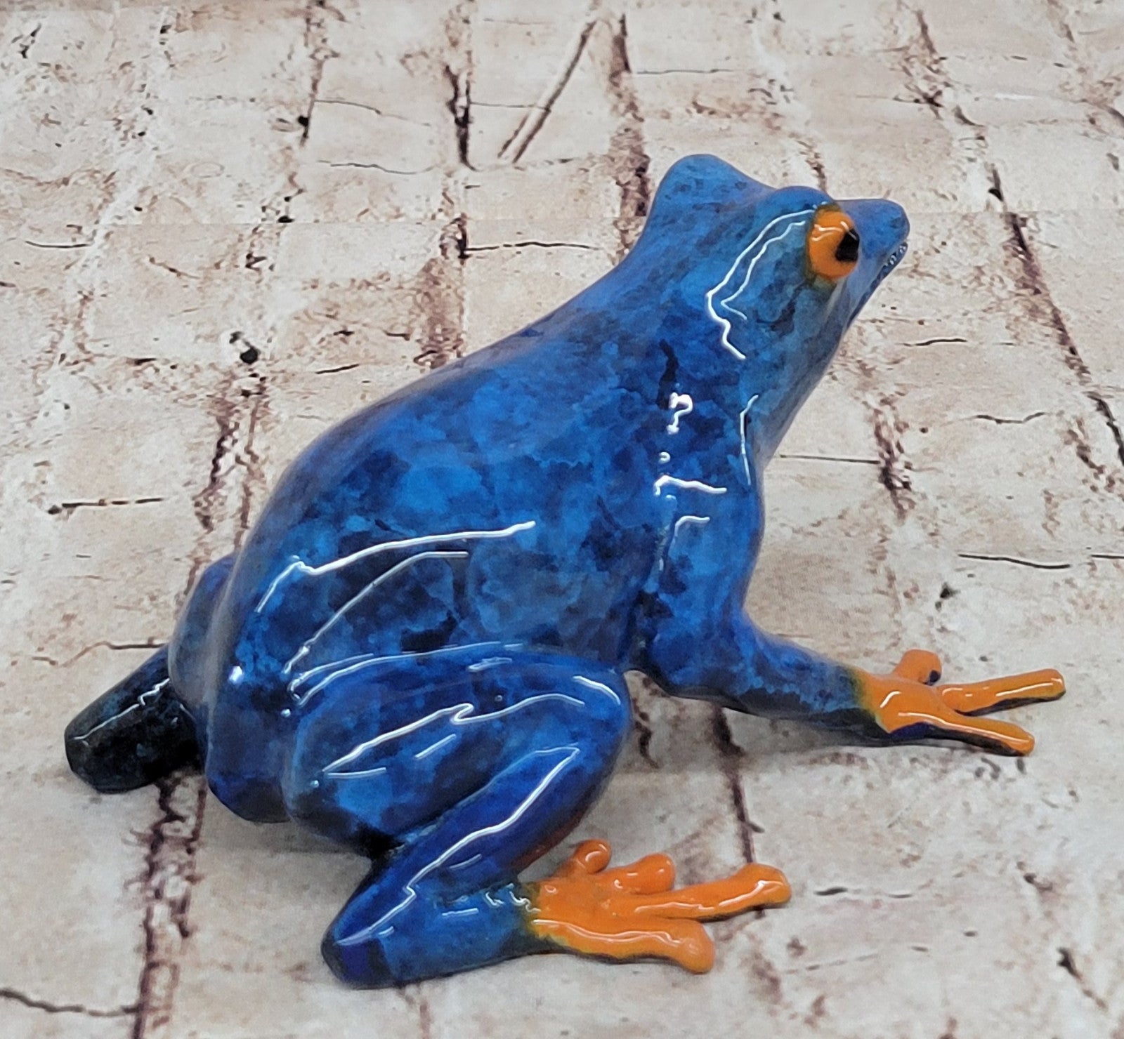 Marius Bronze Sculpture: Limited Edition Blue Frog Statue for Home Office Garden