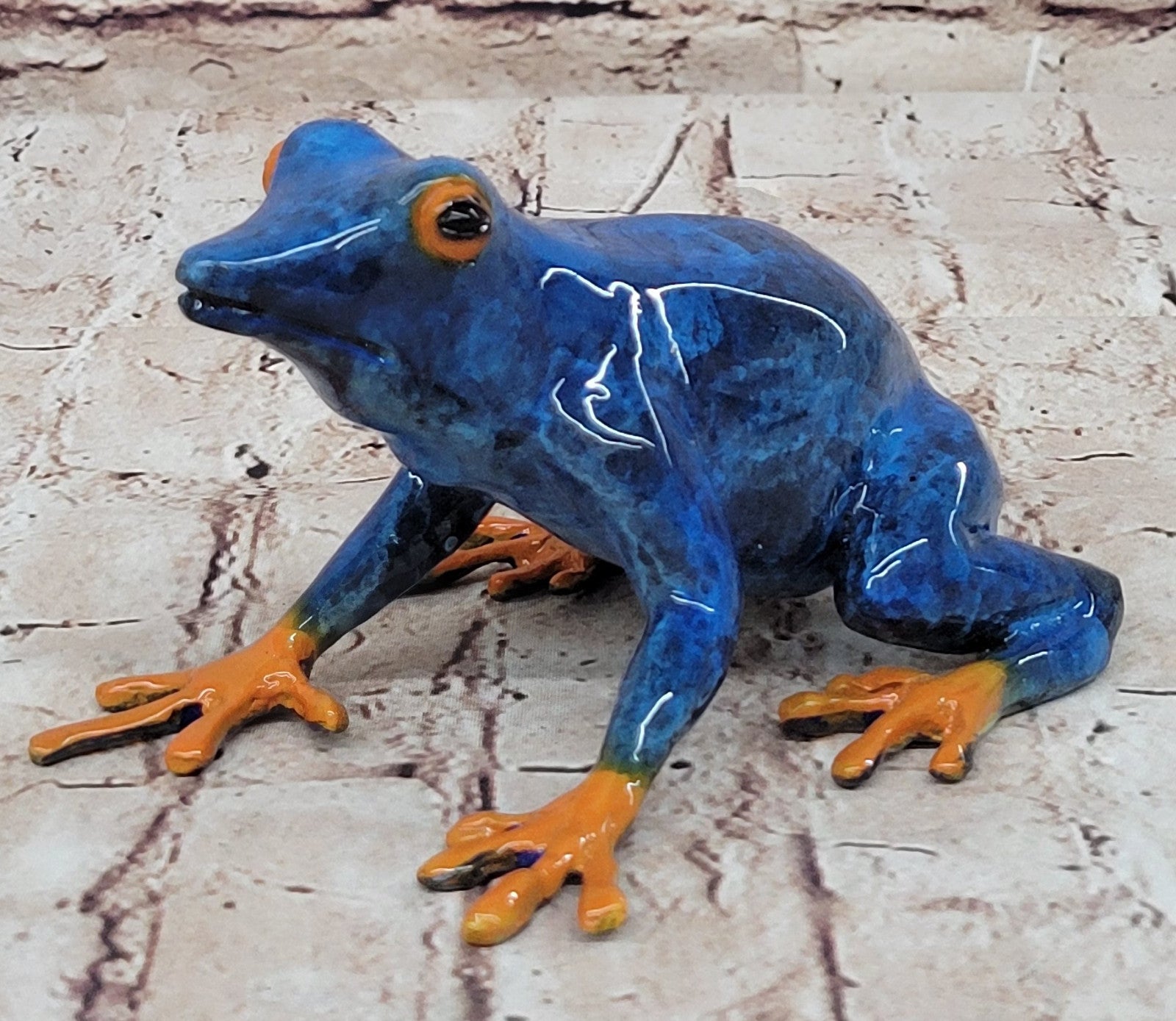 Marius Bronze Sculpture: Limited Edition Blue Frog Statue for Home Office Garden