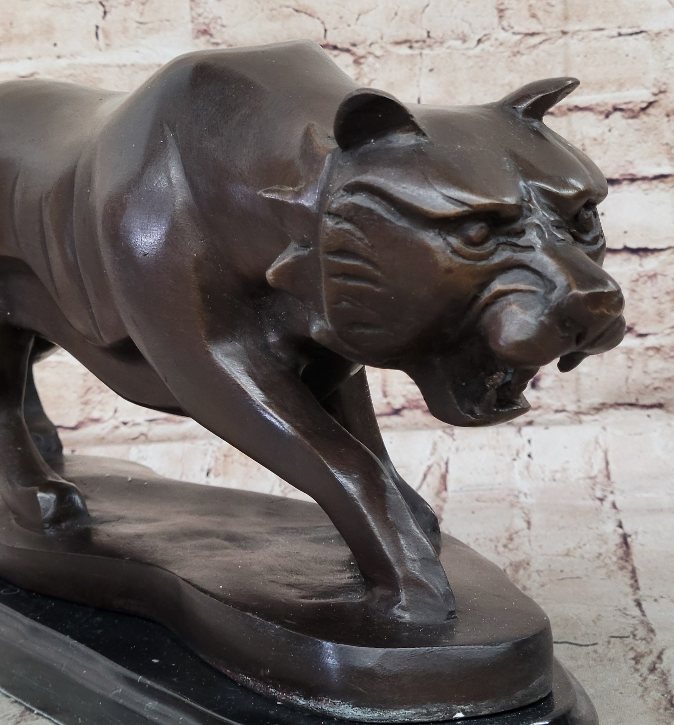Wildlife Animal Tiger Bronze Sculpture Abstract Modern Henry Moore Tribute Art
