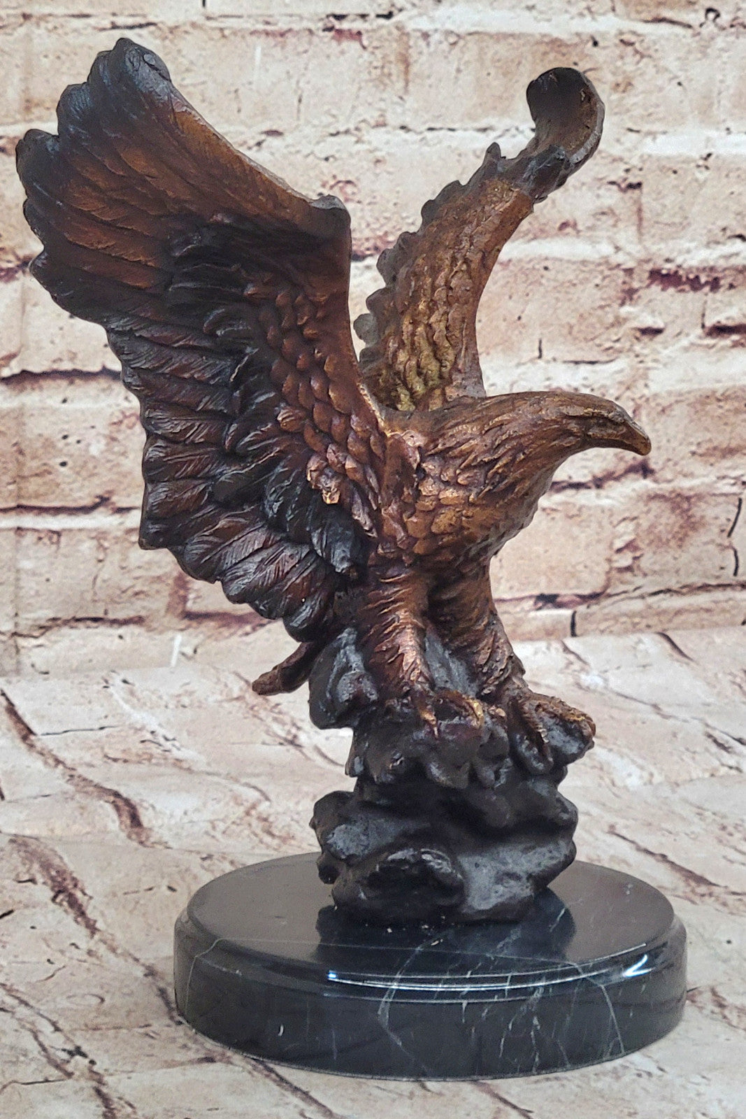 Classic Bronze Bald Eagle Sculpture by Moigniez: Wildlife Bird Statue for Office