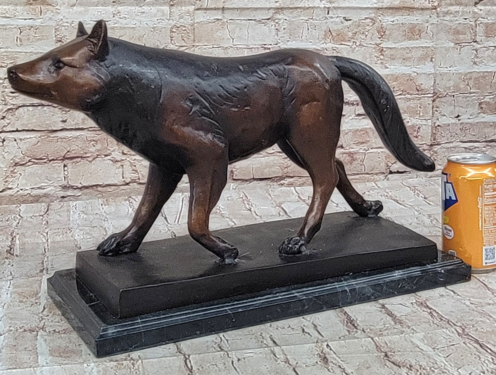 Handcrafted Bronze Wolf Statue by Moigniez: Modern Home Decor Figure