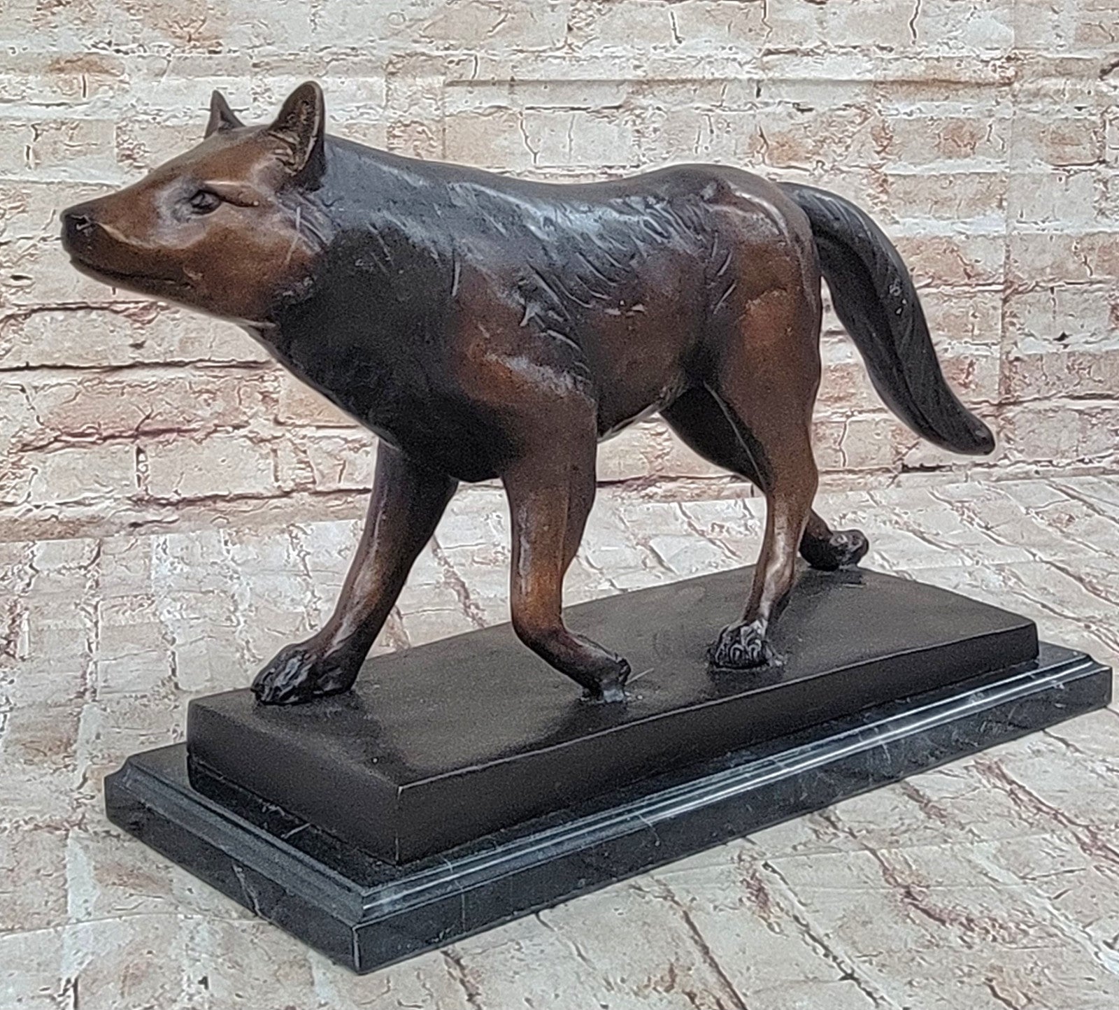 Handcrafted Bronze Wolf Statue by Moigniez: Modern Home Decor Figure