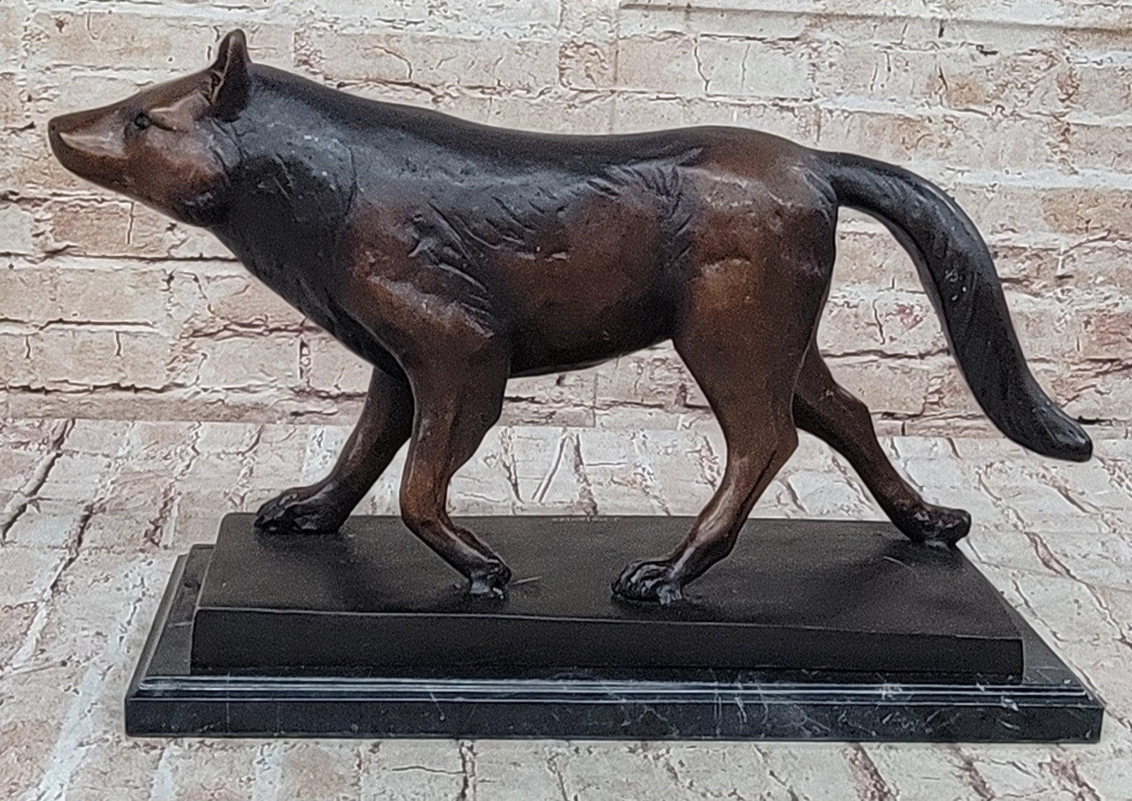 Handcrafted Bronze Wolf Statue by Moigniez: Modern Home Decor Figure