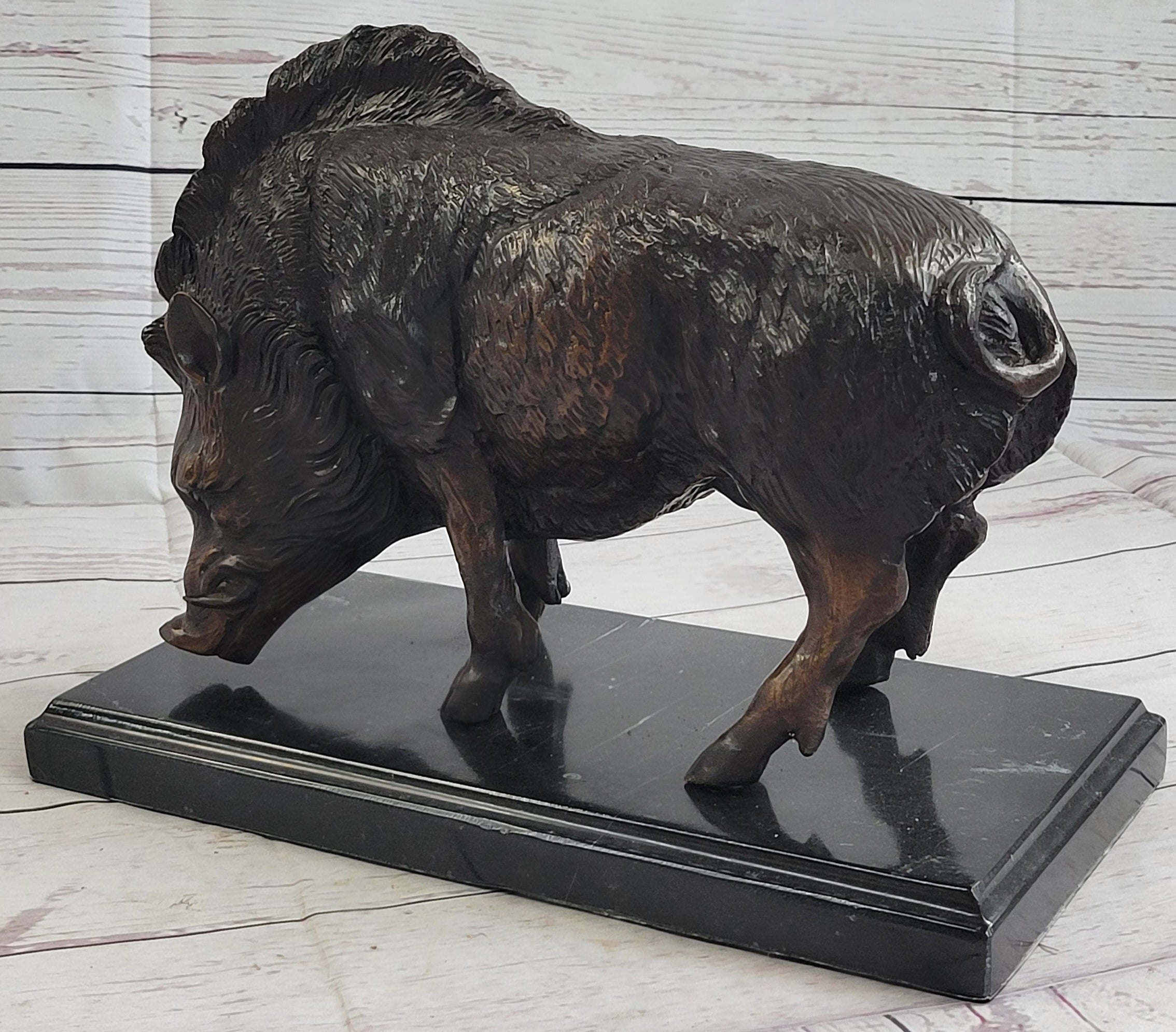 Large Chinese Bronze Folk Home FengShui Rage Boar Wild Pig Statue Figurine Gift