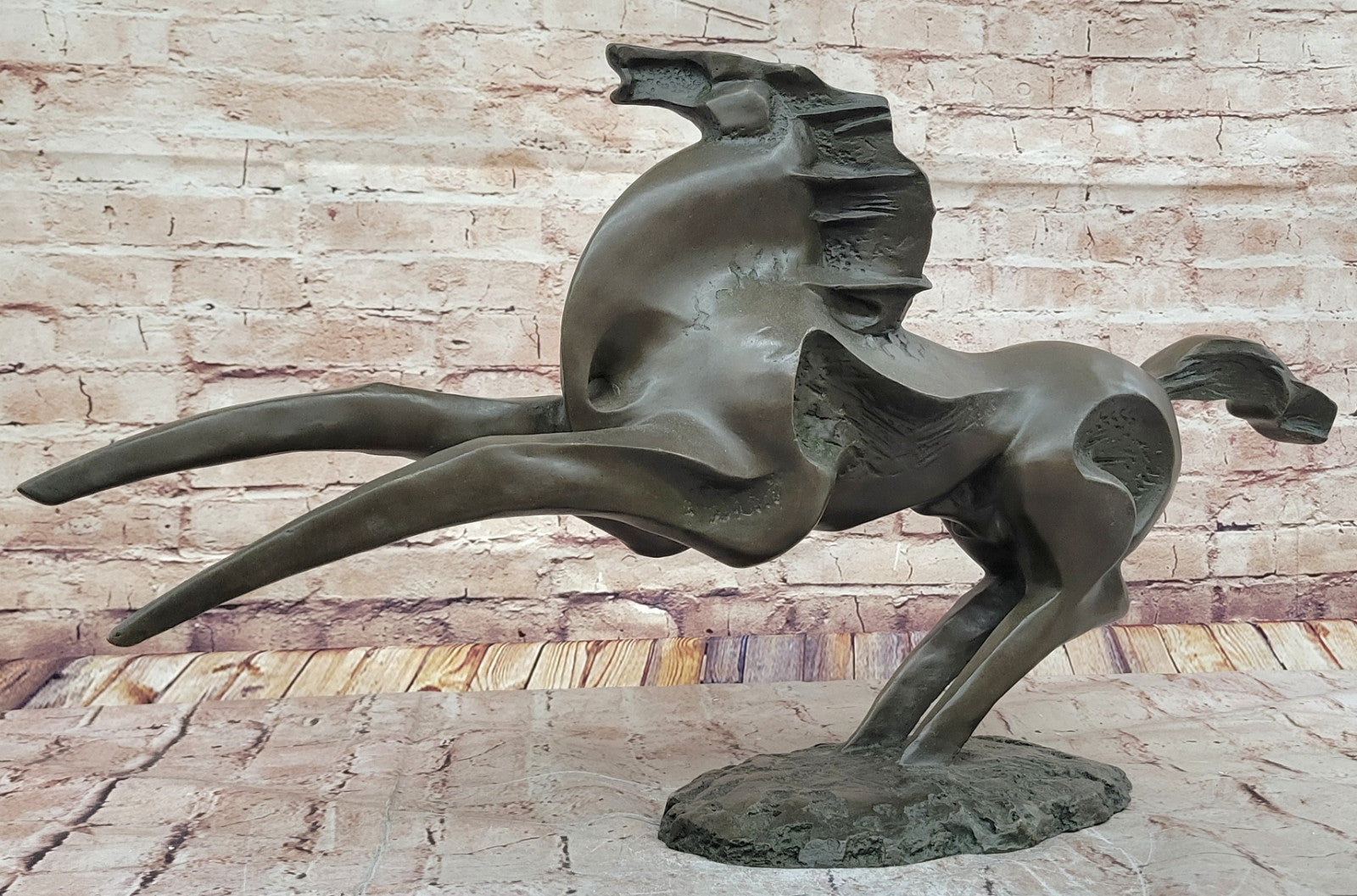 XL Signed Milo Horse Stallion Bronze Statue - Modern Mid Century Home Decor