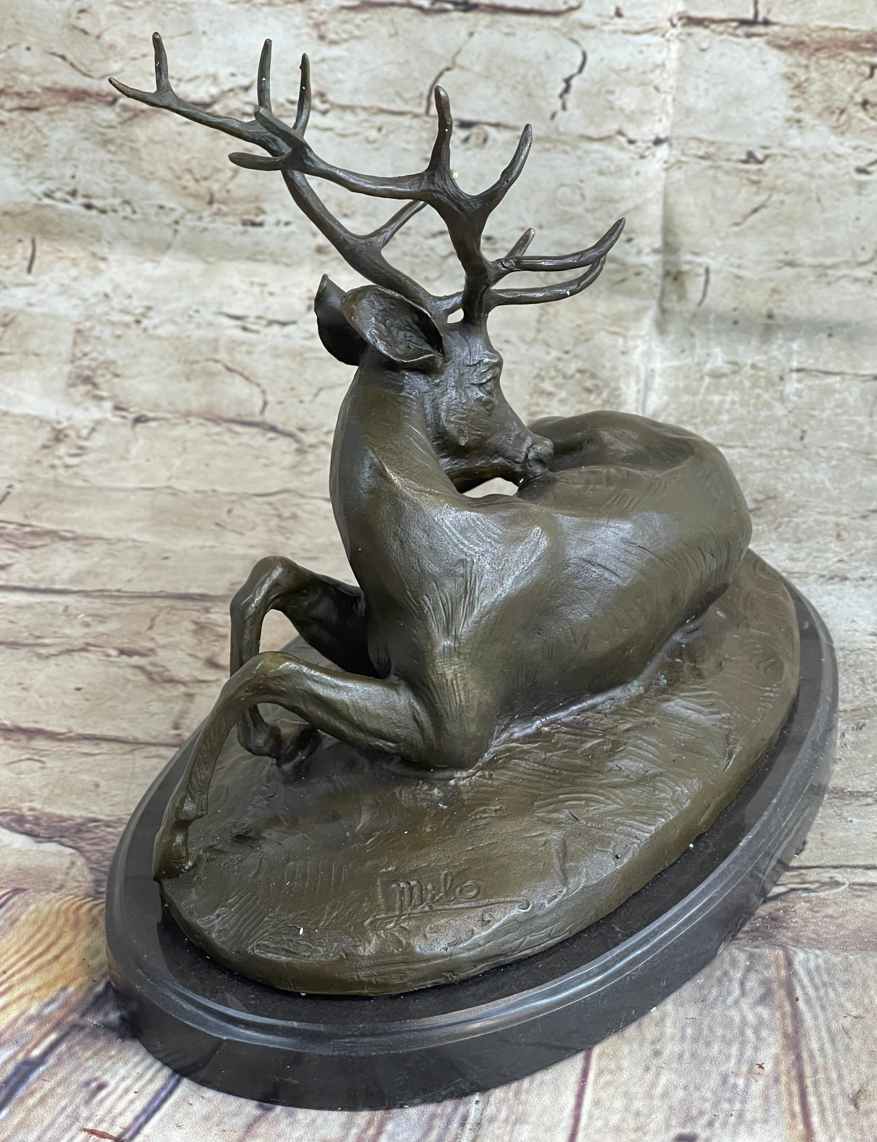 BUCK ANTELOPE TROPHY Handcrafted Original Art Bronze Sculpture Statue Figurine