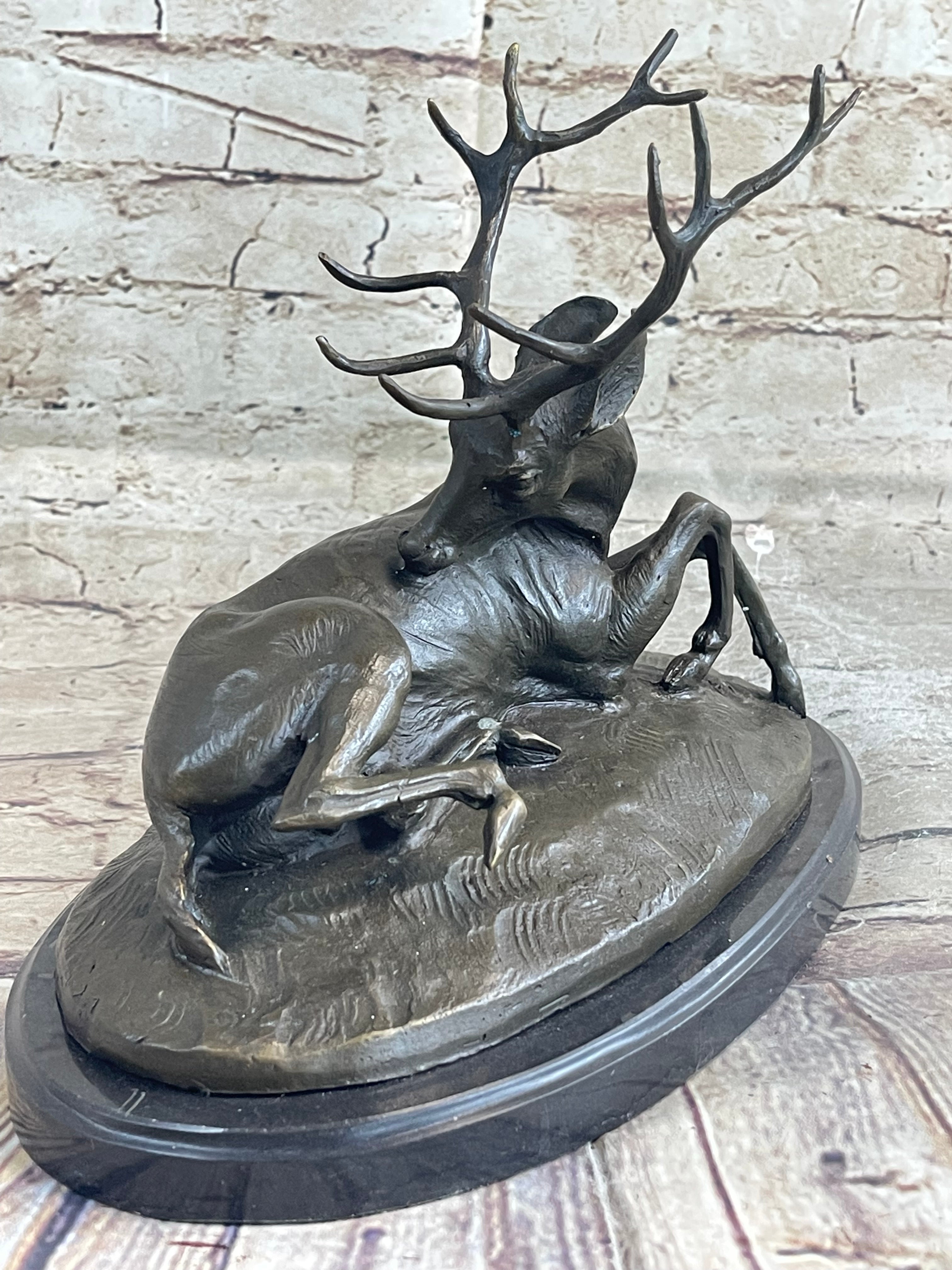 BUCK ANTELOPE TROPHY Handcrafted Original Art Bronze Sculpture Statue Figurine