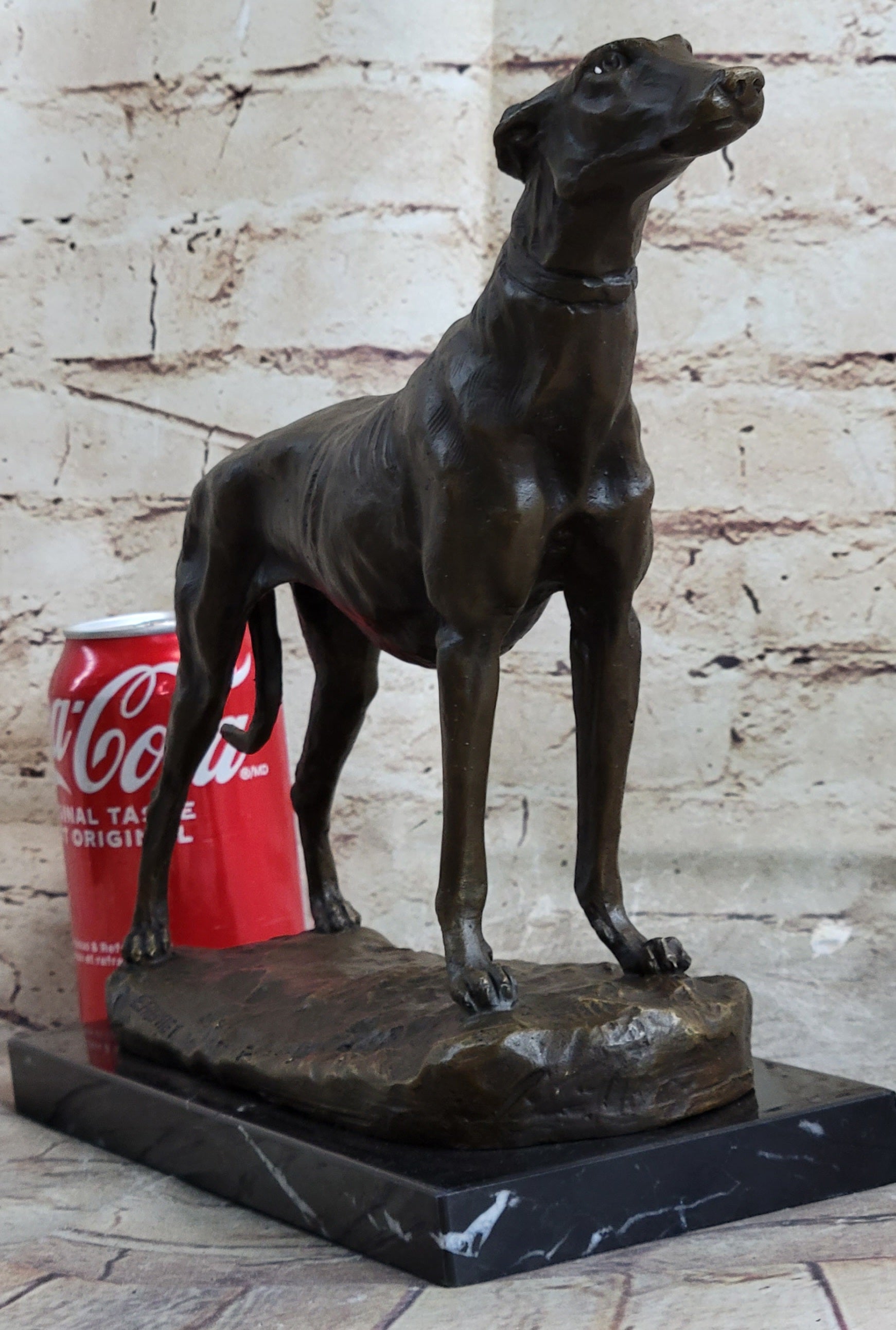 Dog Bronze Brass Statue sold Figurine Greyhound Whippet Standing Metal Vintage 10x9