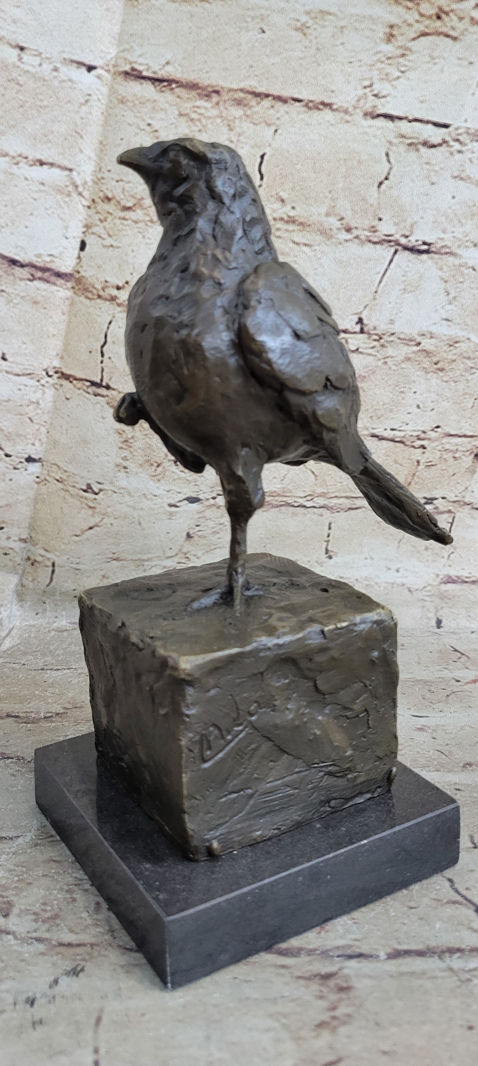 RARE MILO AUSTRIAN SPARROW PIGEON BRONZE SCULPTUTURE MARBLE BASE FIGURINE FIGURE