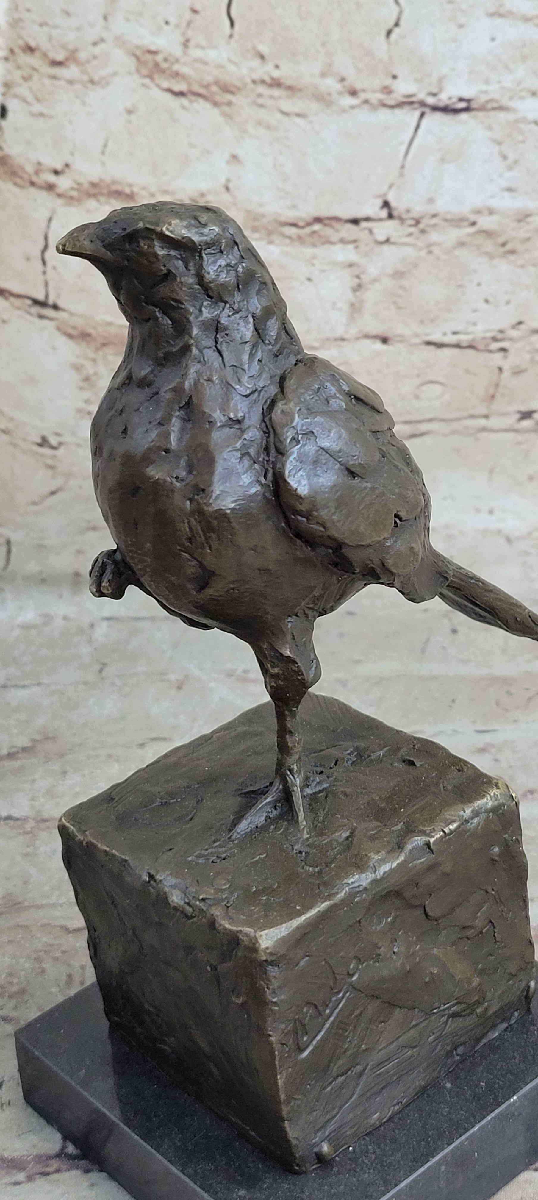 RARE MILO AUSTRIAN SPARROW PIGEON BRONZE SCULPTUTURE MARBLE BASE FIGURINE FIGURE