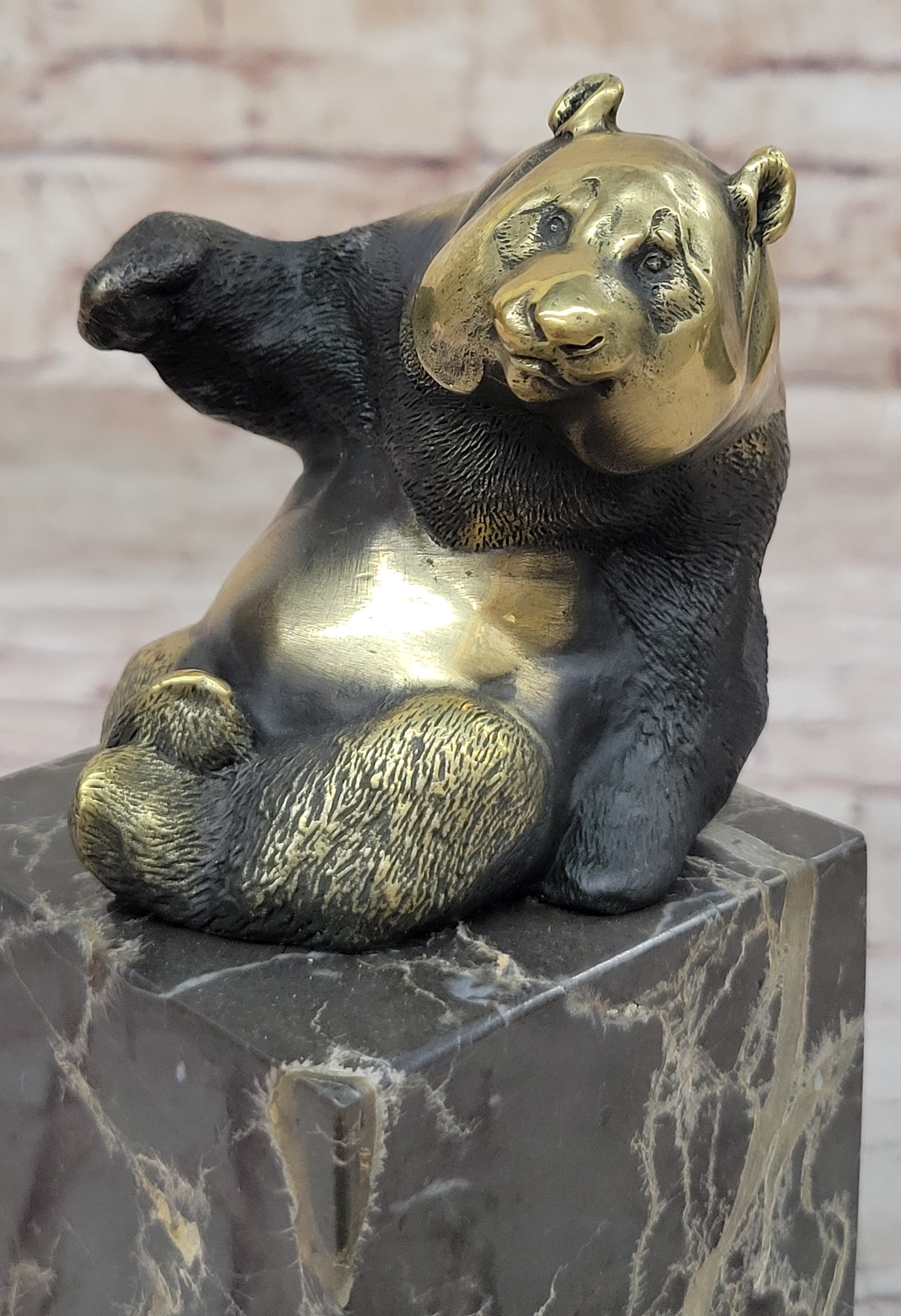 Art Deco Chinese Panda Gilt Bronze Masterpiece Hot Cast Sculpture Figure Sale