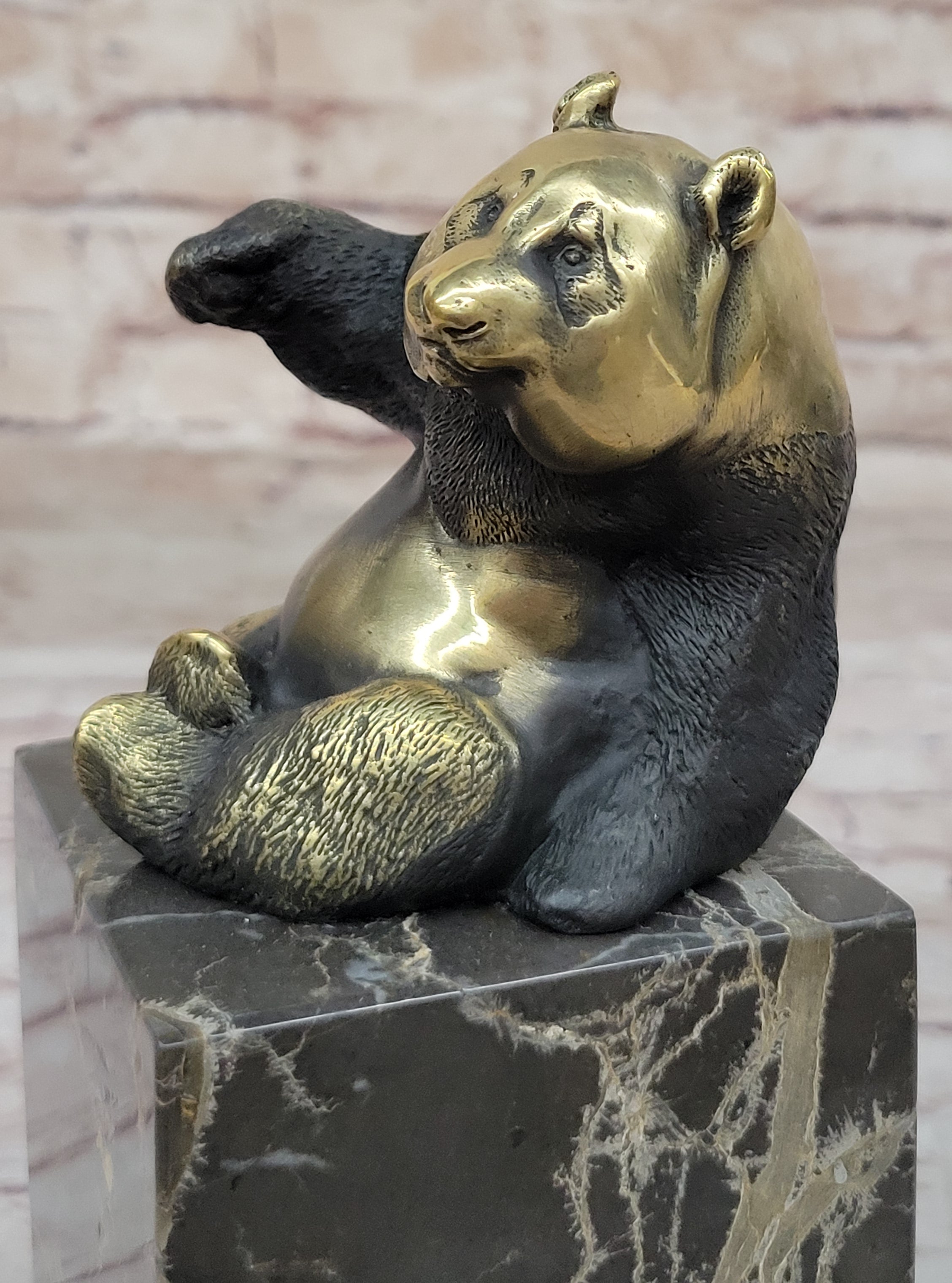 Art Deco Chinese Panda Gilt Bronze Masterpiece Hot Cast Sculpture Figure Sale