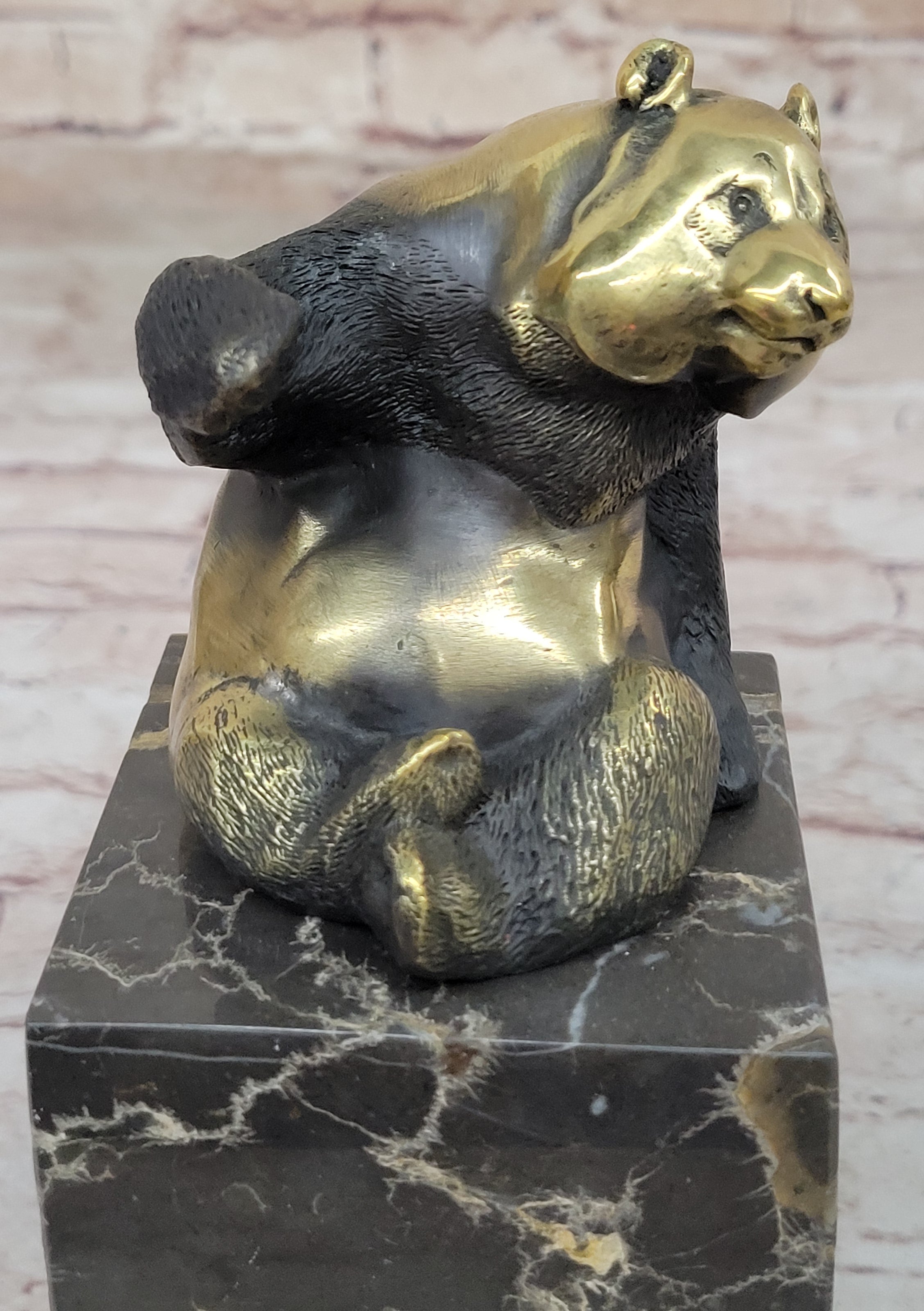 Art Deco Chinese Panda Gilt Bronze Masterpiece Hot Cast Sculpture Figure Sale