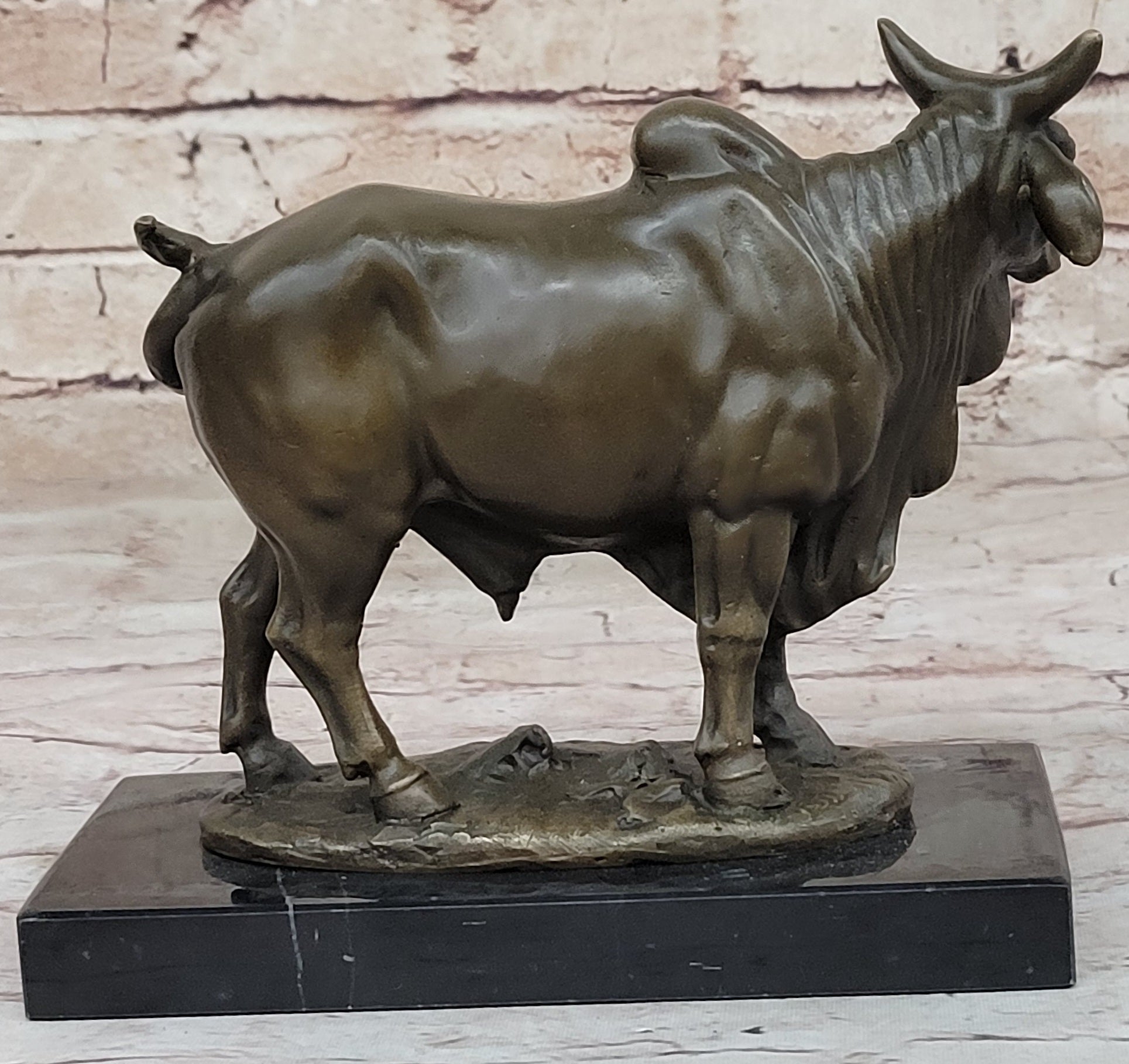 European Made Cow Statue - 100% Bronze Hand Made Figurine Cattle Bull Figurine