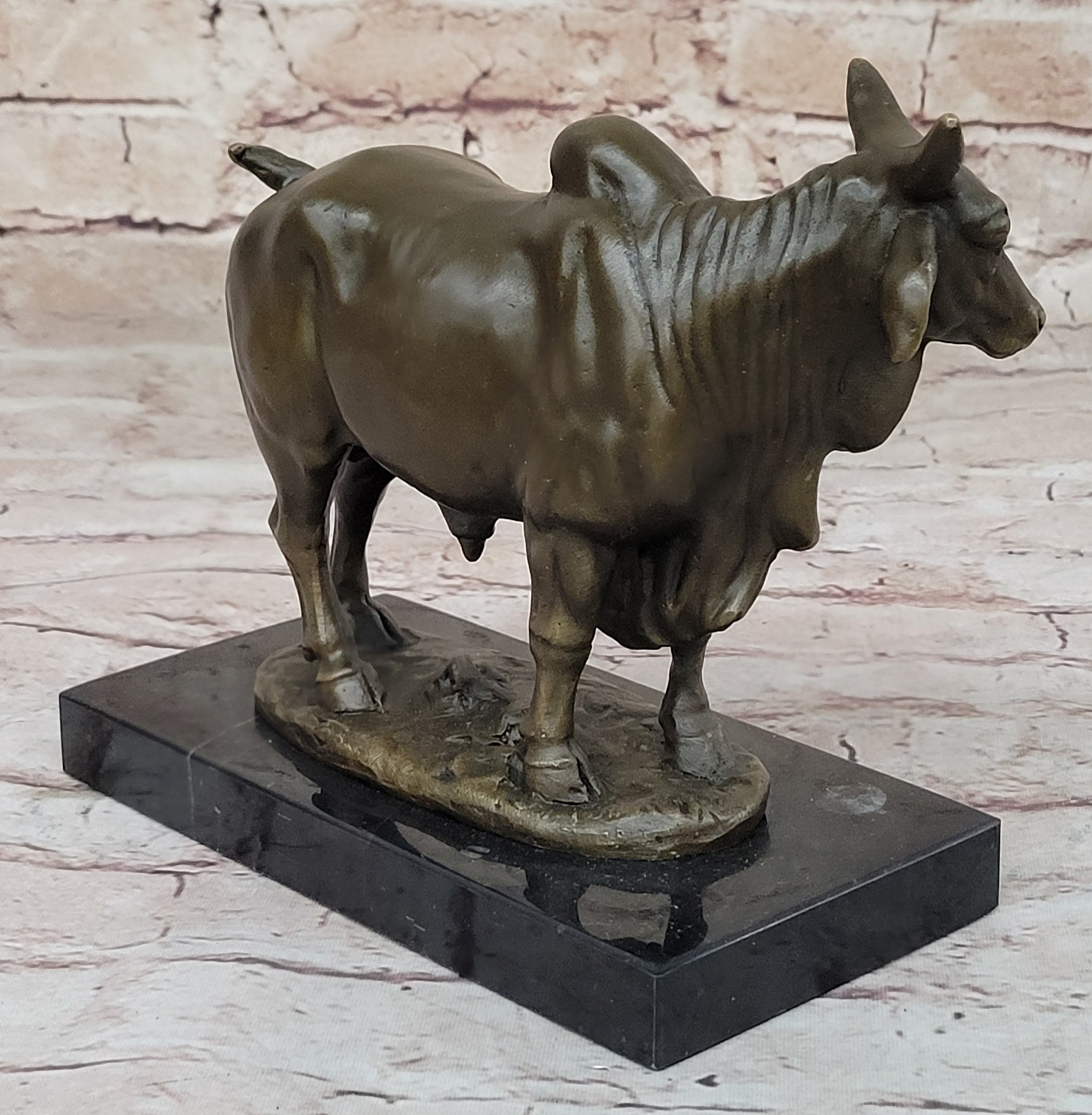 European Made Cow Statue - 100% Bronze Hand Made Figurine Cattle Bull Figurine