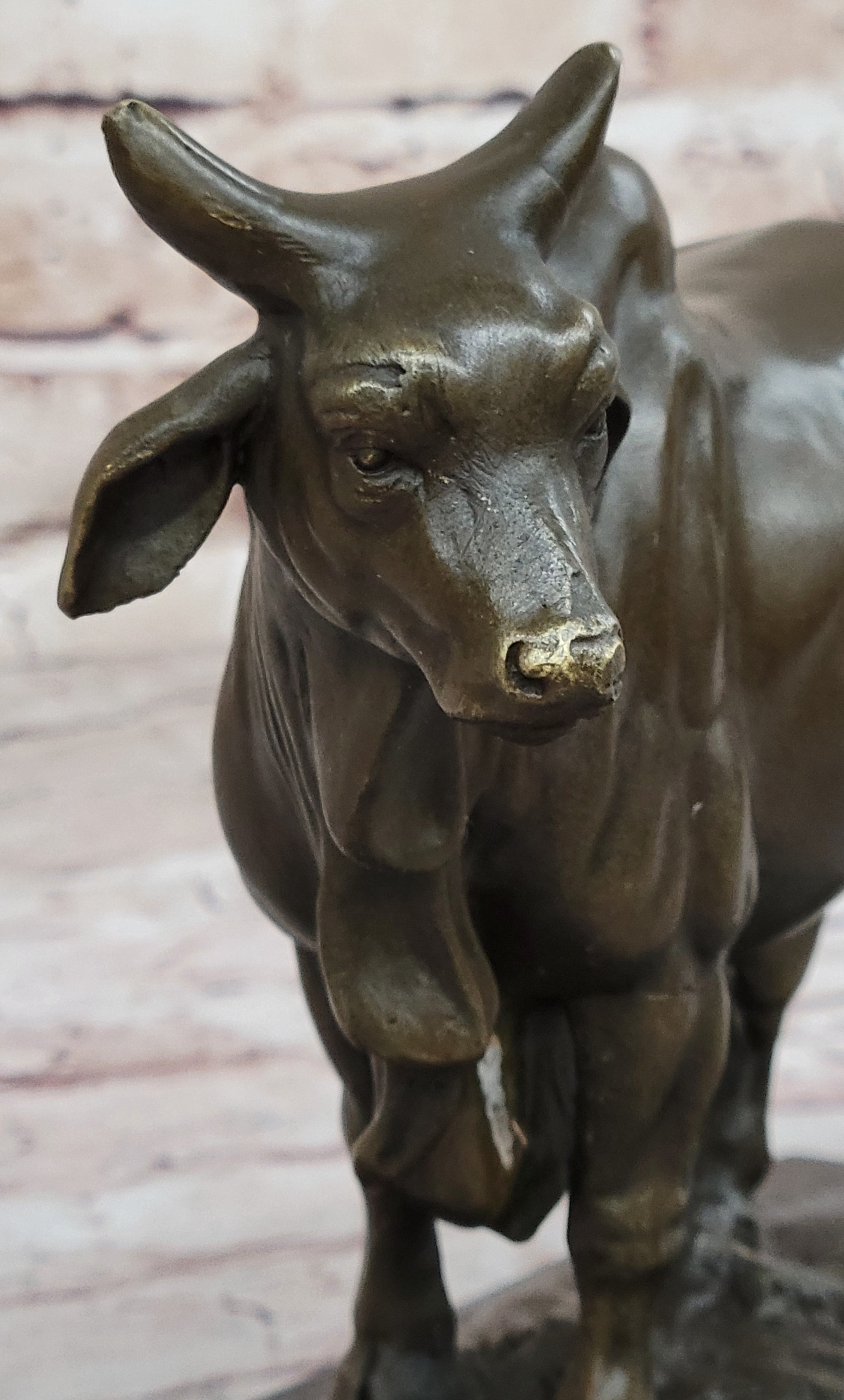 European Made Cow Statue - 100% Bronze Hand Made Figurine Cattle Bull Figurine