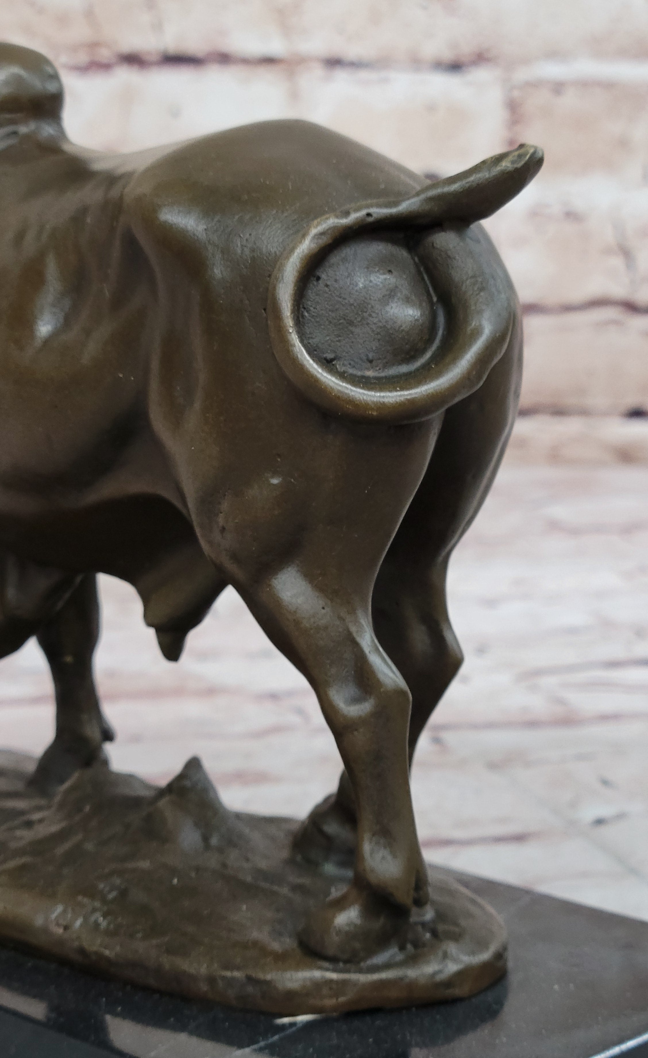 European Made Cow Statue - 100% Bronze Hand Made Figurine Cattle Bull Figurine