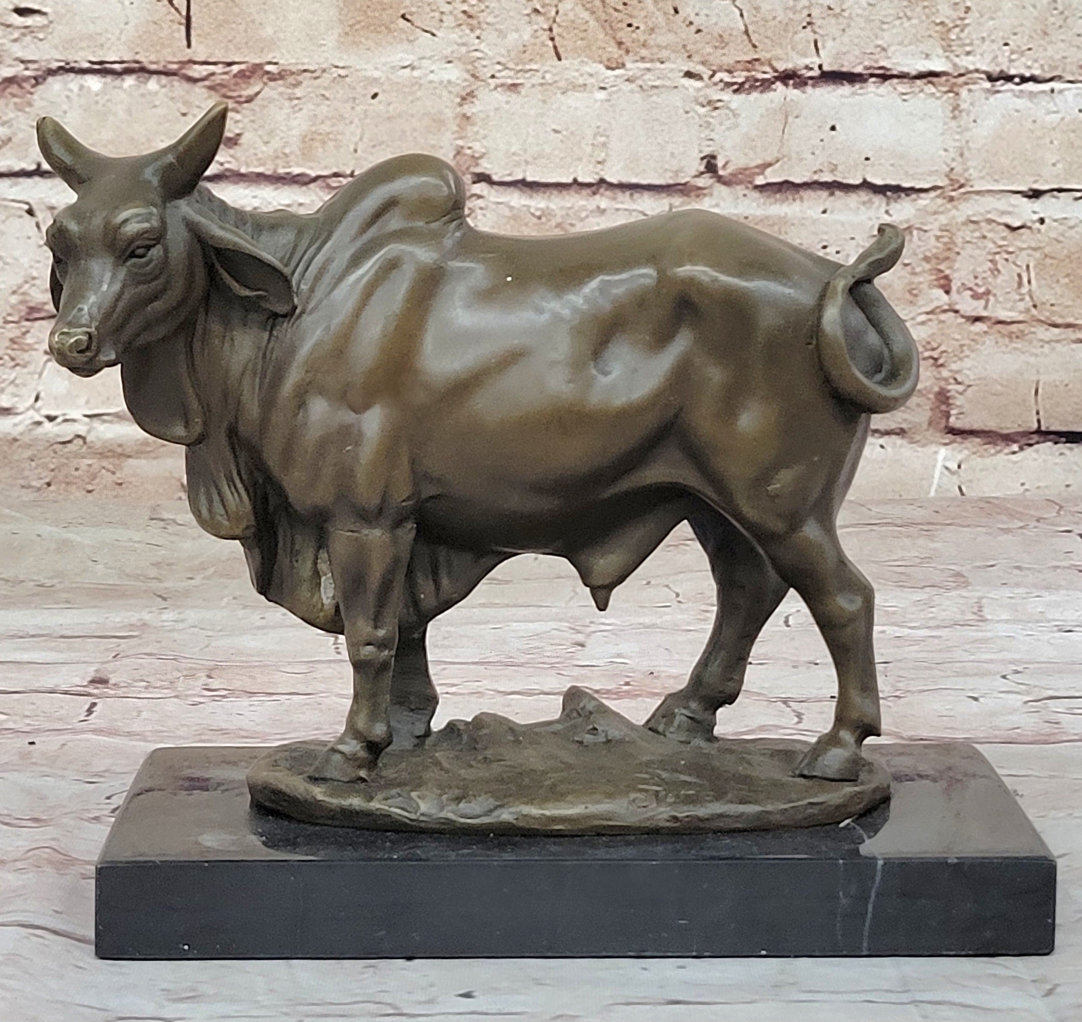 European Made Cow Statue - 100% Bronze Hand Made Figurine Cattle Bull Figurine