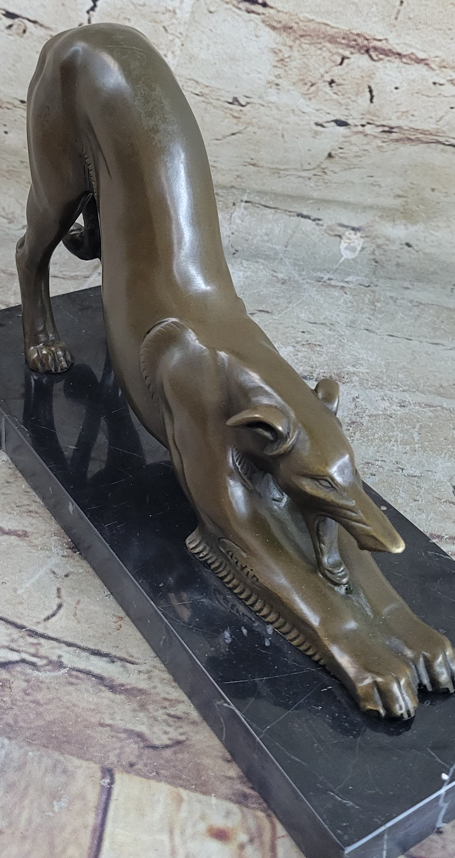 Greyhound Retired Rescued Adopted Racing Sighthound Bronze Marble Statue Gift