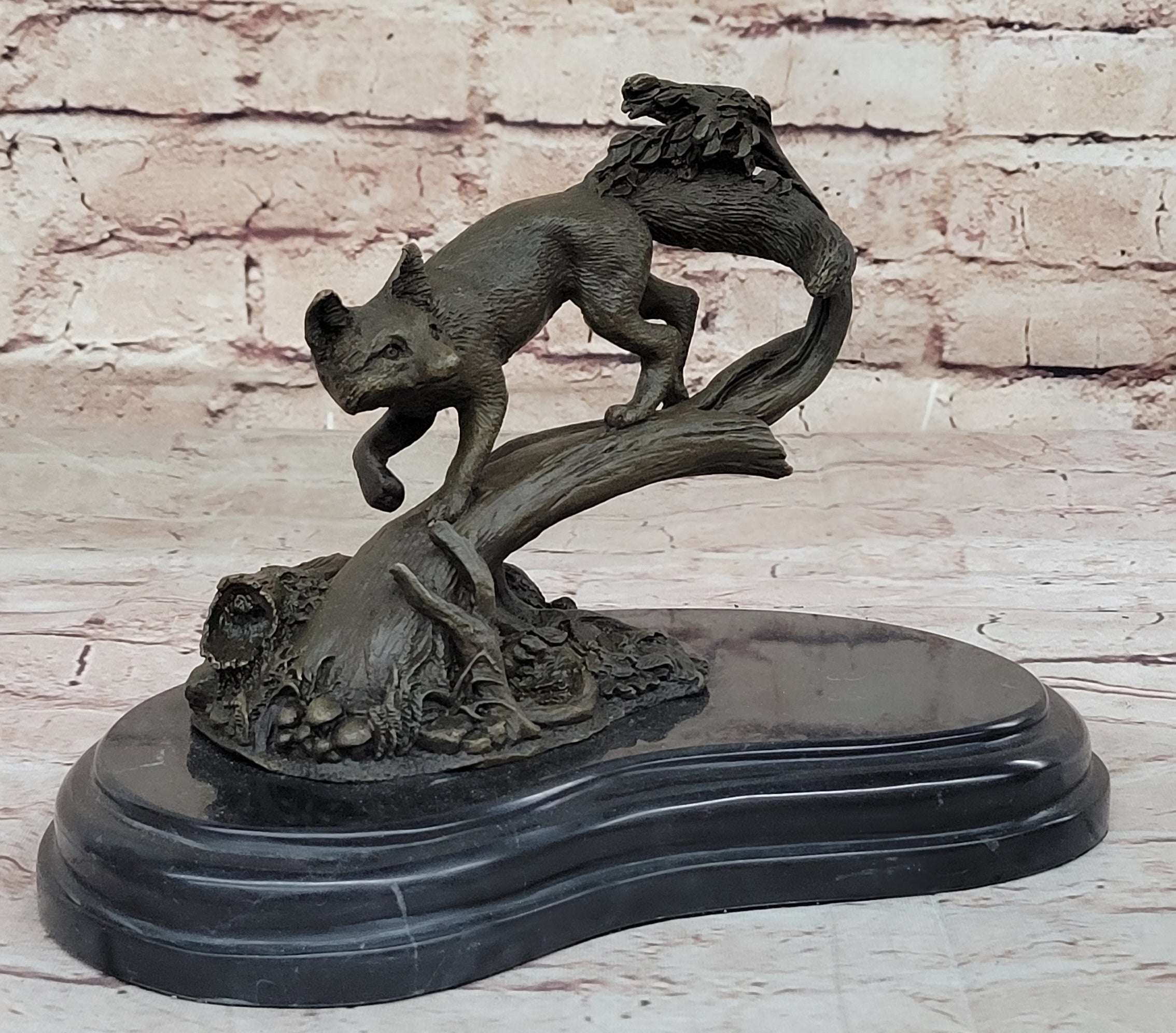 Hot Cast Fox Animal Smart Bronze Sculpture Figurine Museum Quality Figurine Sale