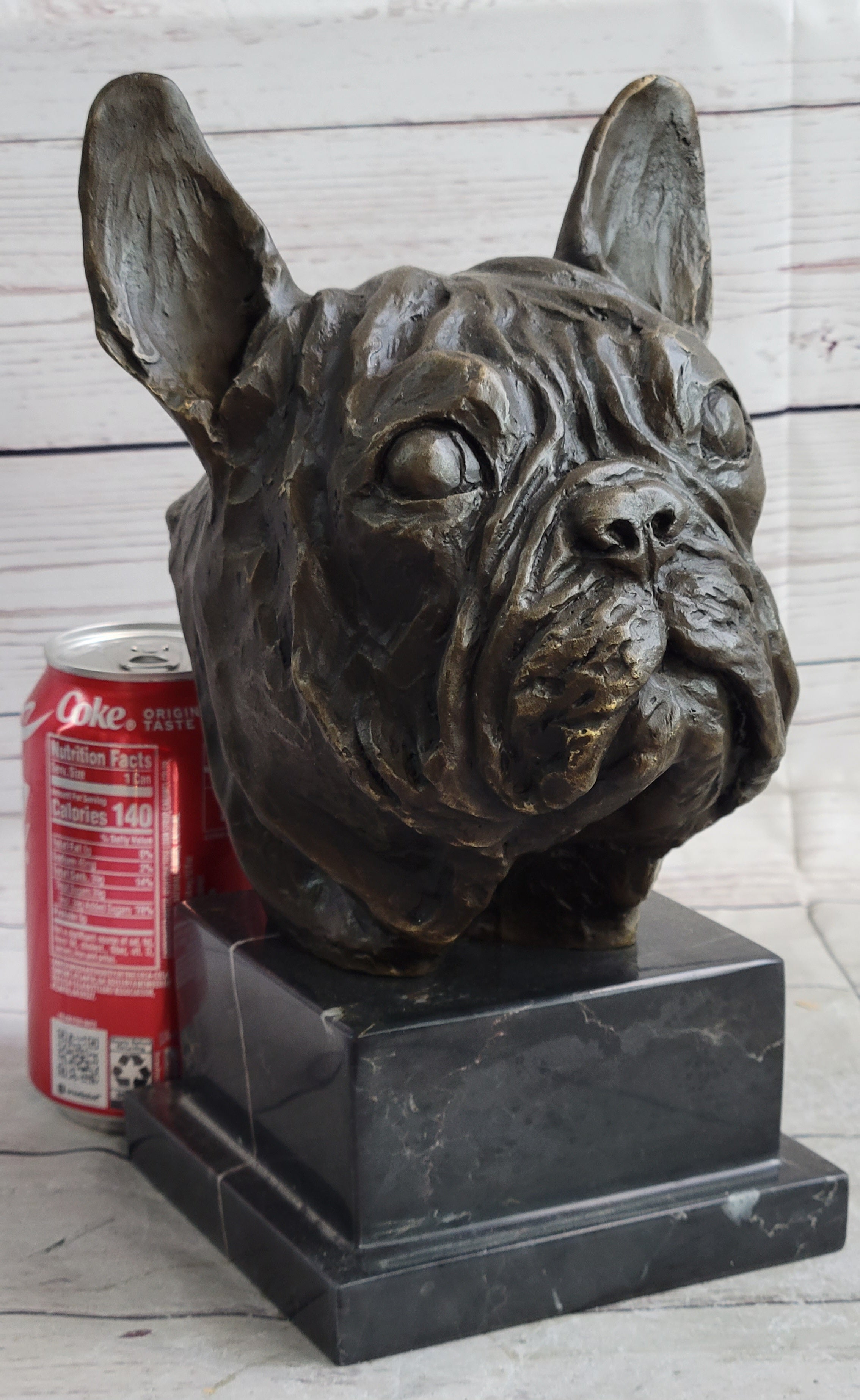 Hand Made Bulldog Bull Dog Genuine Solid Bronze Sculpture Figurine Figure