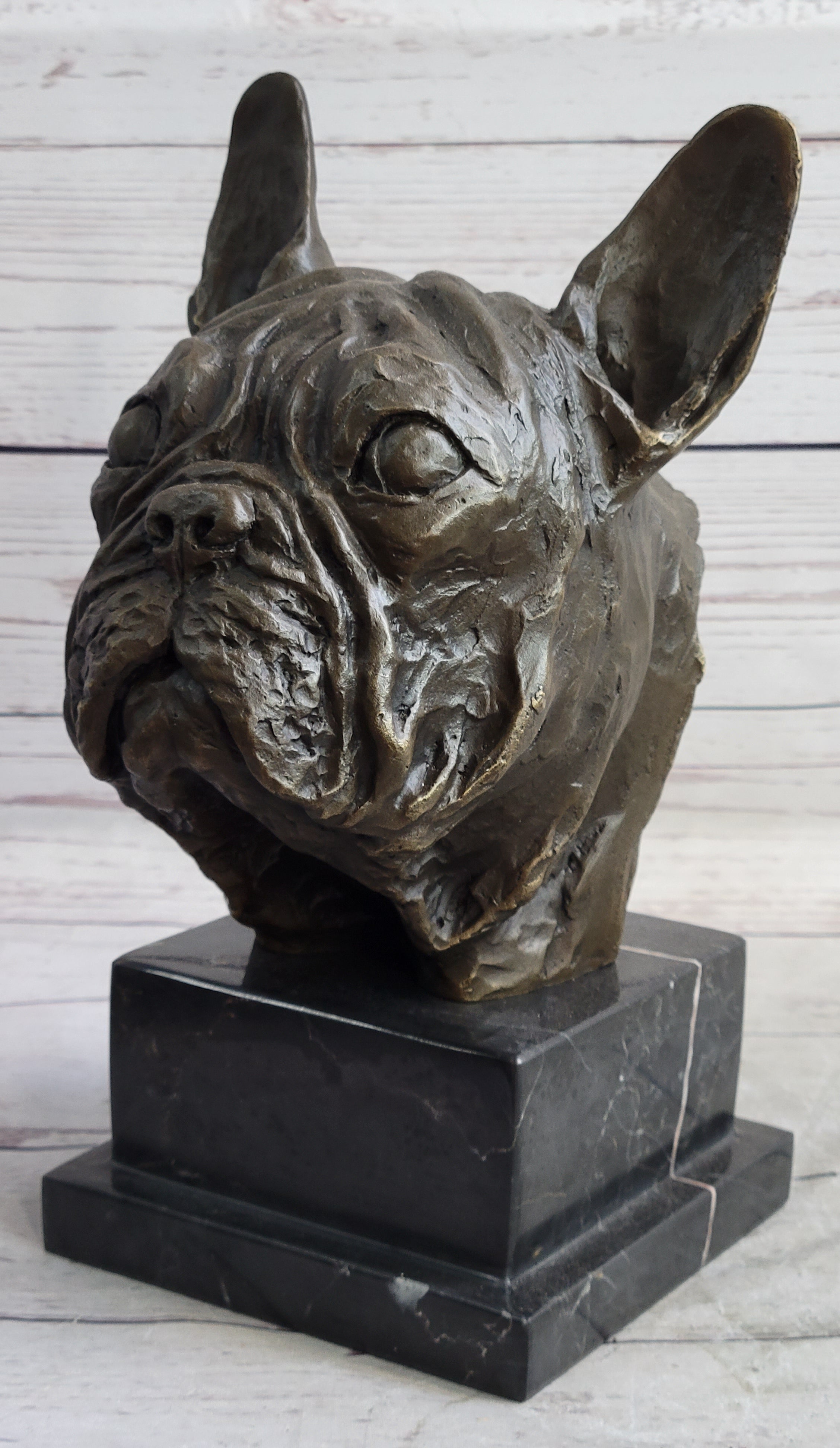 Hand Made Bulldog Bull Dog Genuine Solid Bronze Sculpture Figurine Figure