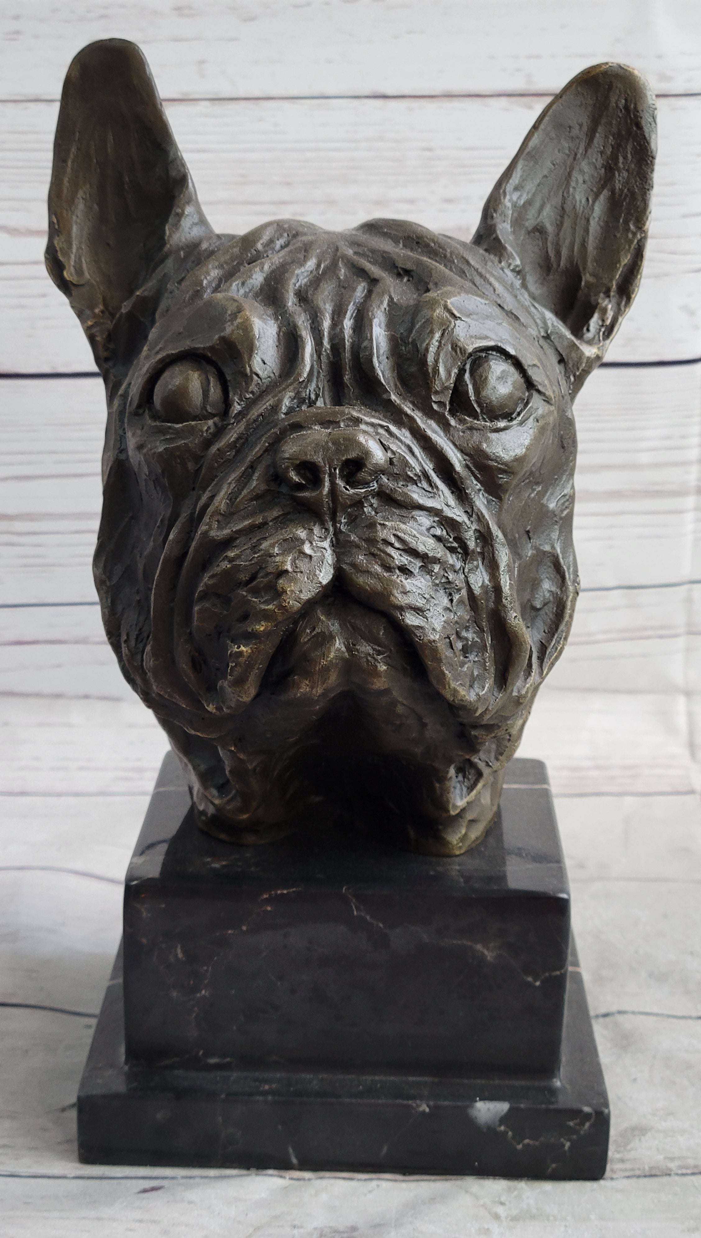 Hand Made Bulldog Bull Dog Genuine Solid Bronze Sculpture Figurine Figure