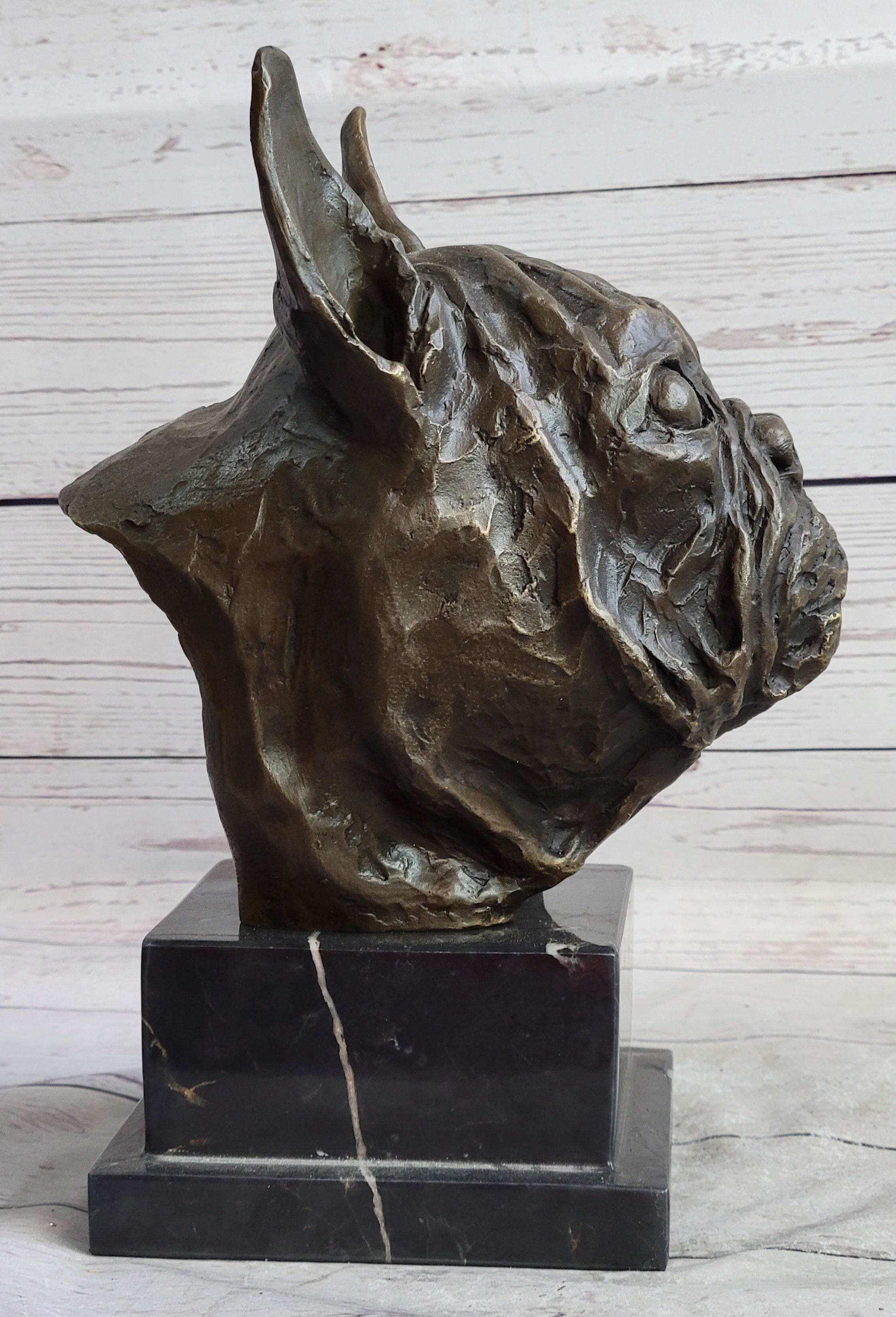 Hand Made Bulldog Bull Dog Genuine Solid Bronze Sculpture Figurine Figure