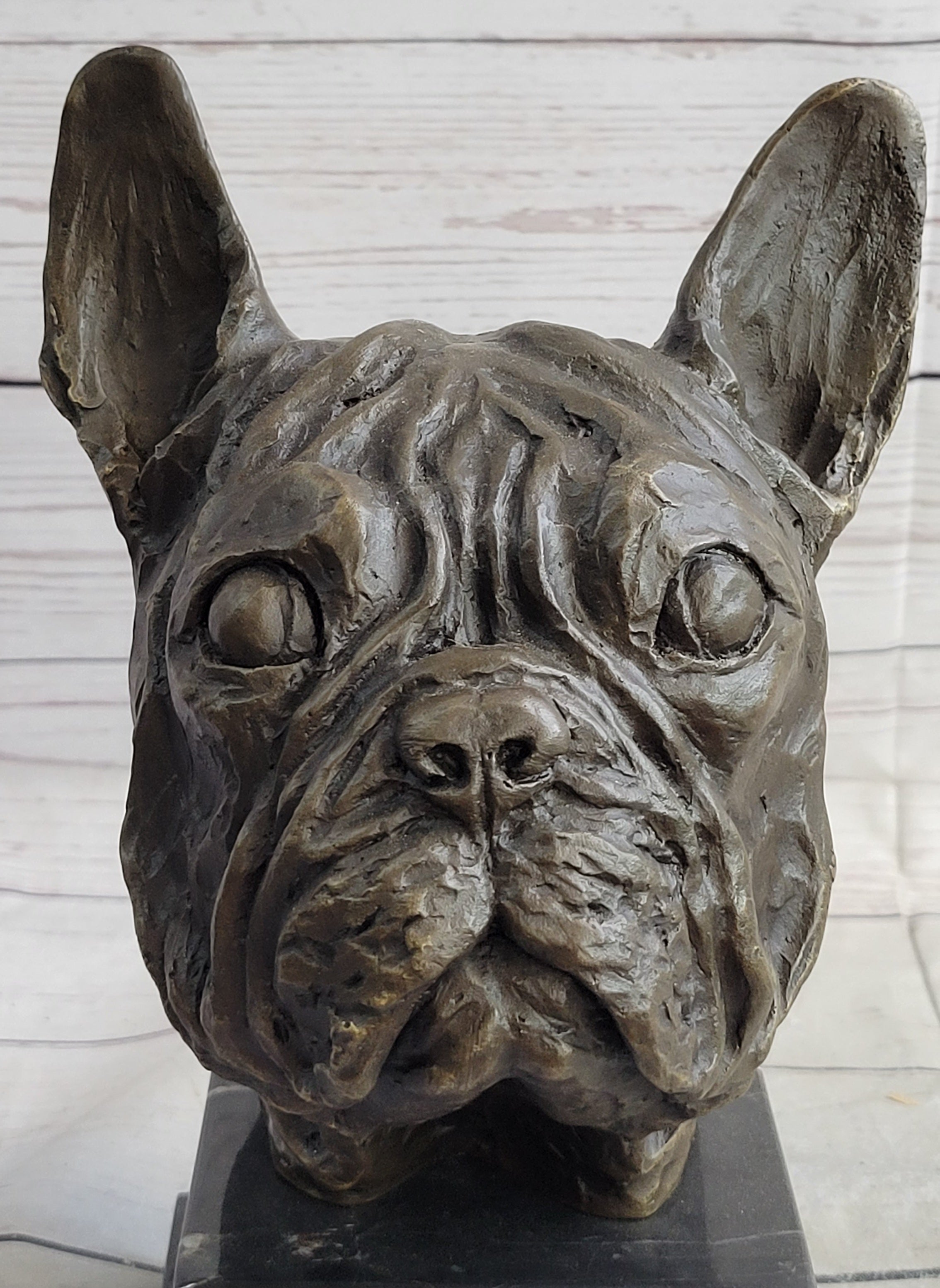 Hand Made Bulldog Bull Dog Genuine Solid Bronze Sculpture Figurine Figure