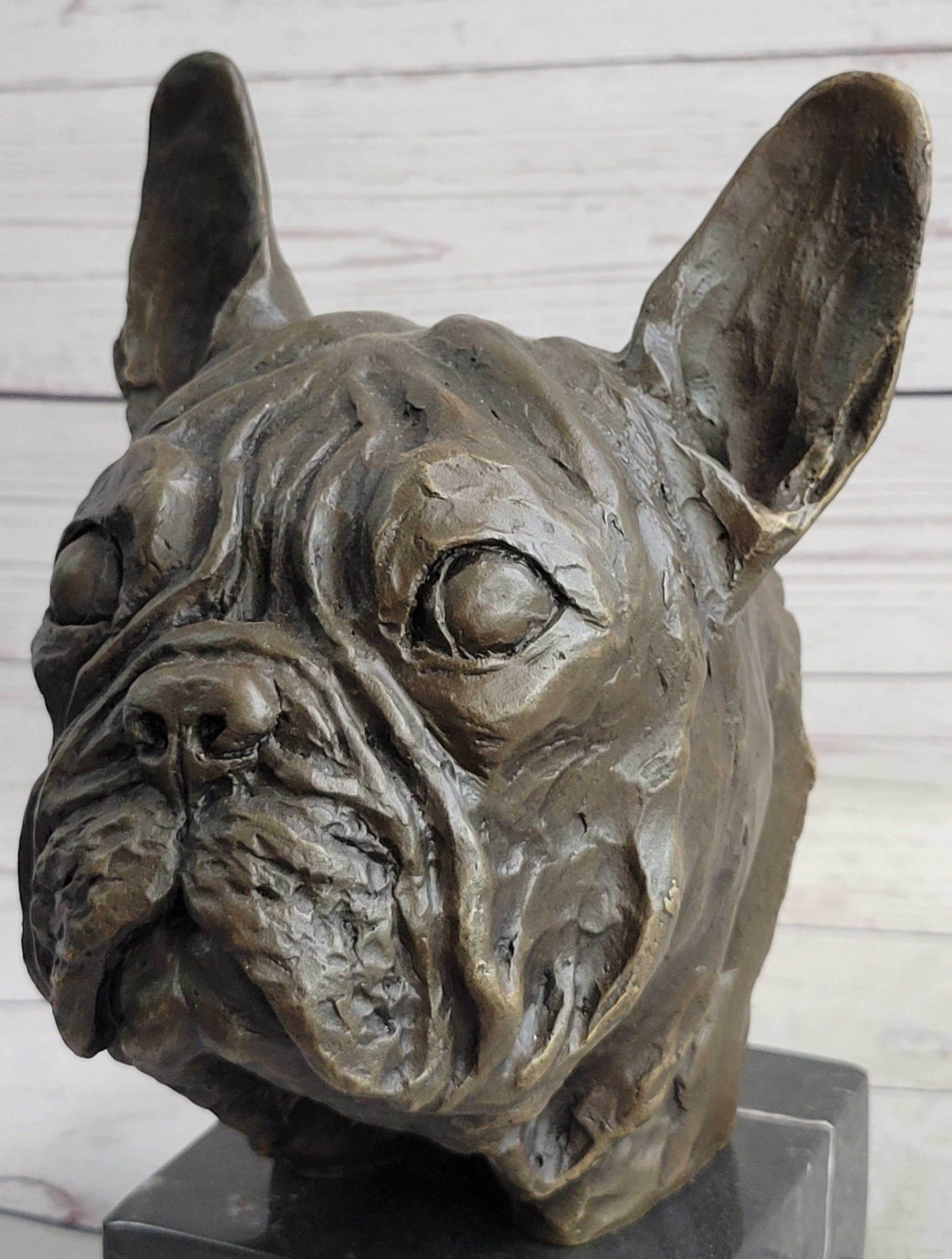 Hand Made Bulldog Bull Dog Genuine Solid Bronze Sculpture Figurine Figure