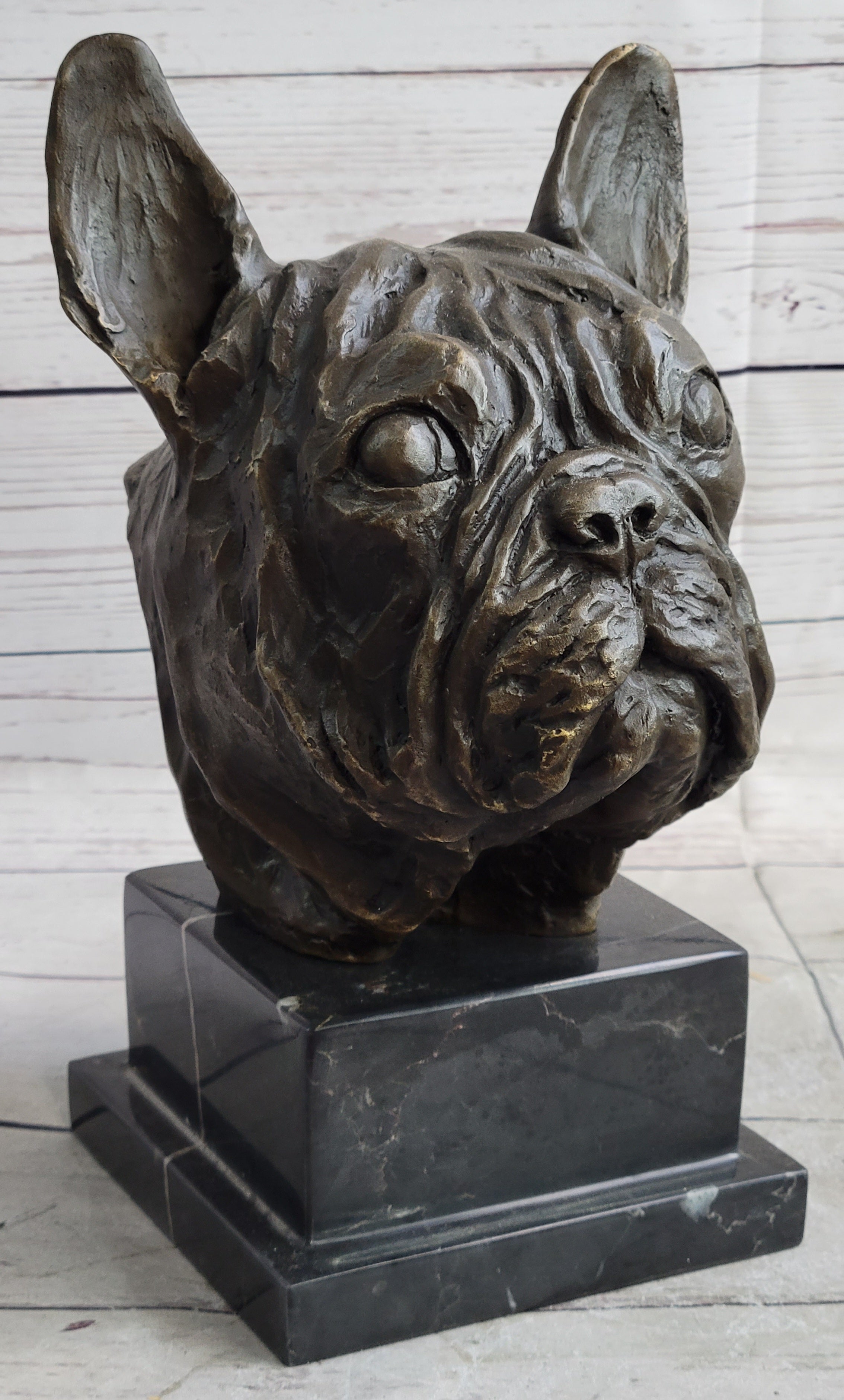 Hand Made Bulldog Bull Dog Genuine Solid Bronze Sculpture Figurine Figure