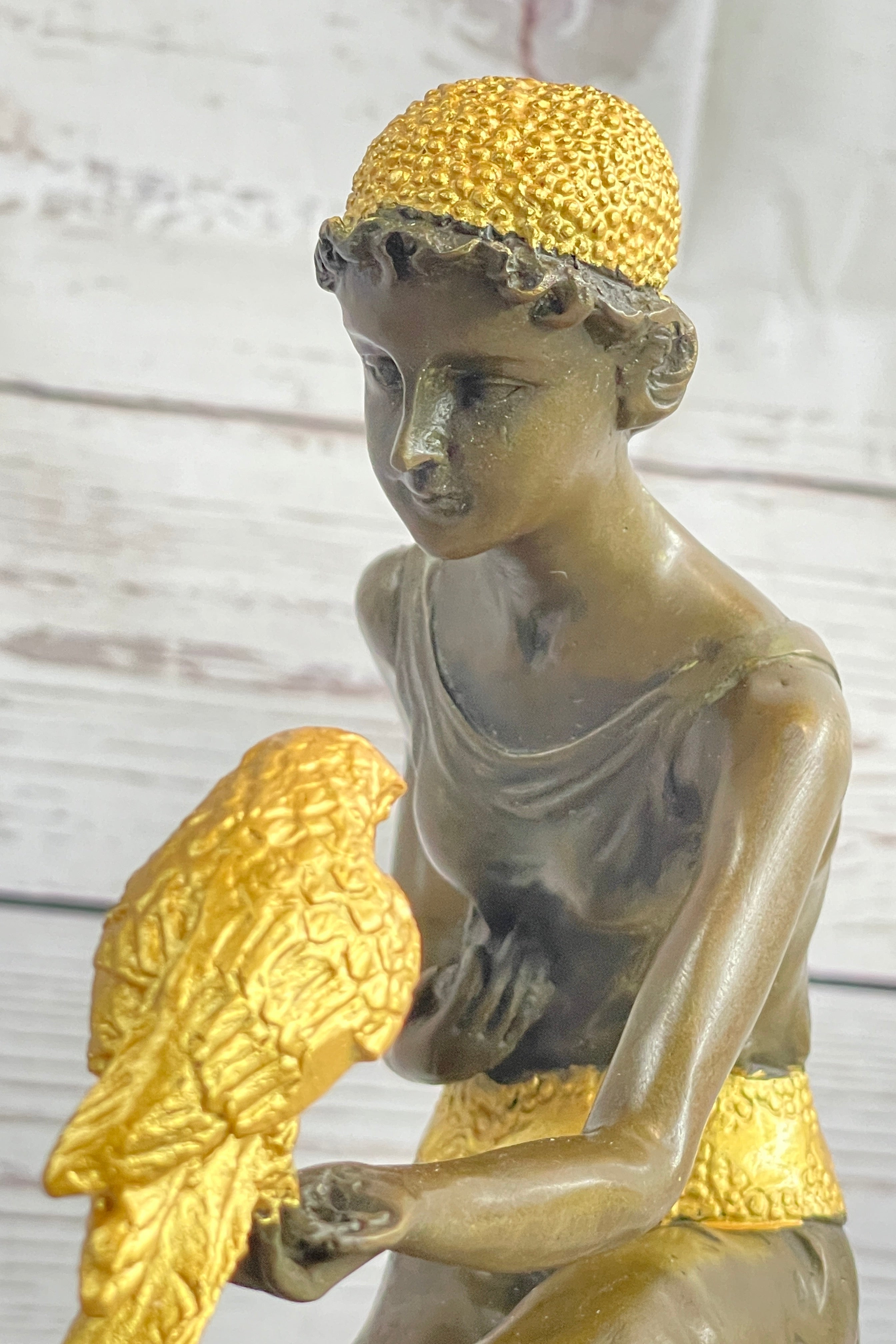 Handcrafted bronze sculpture SALE /Marble Parrot The And Lady Deco Art Chiparus