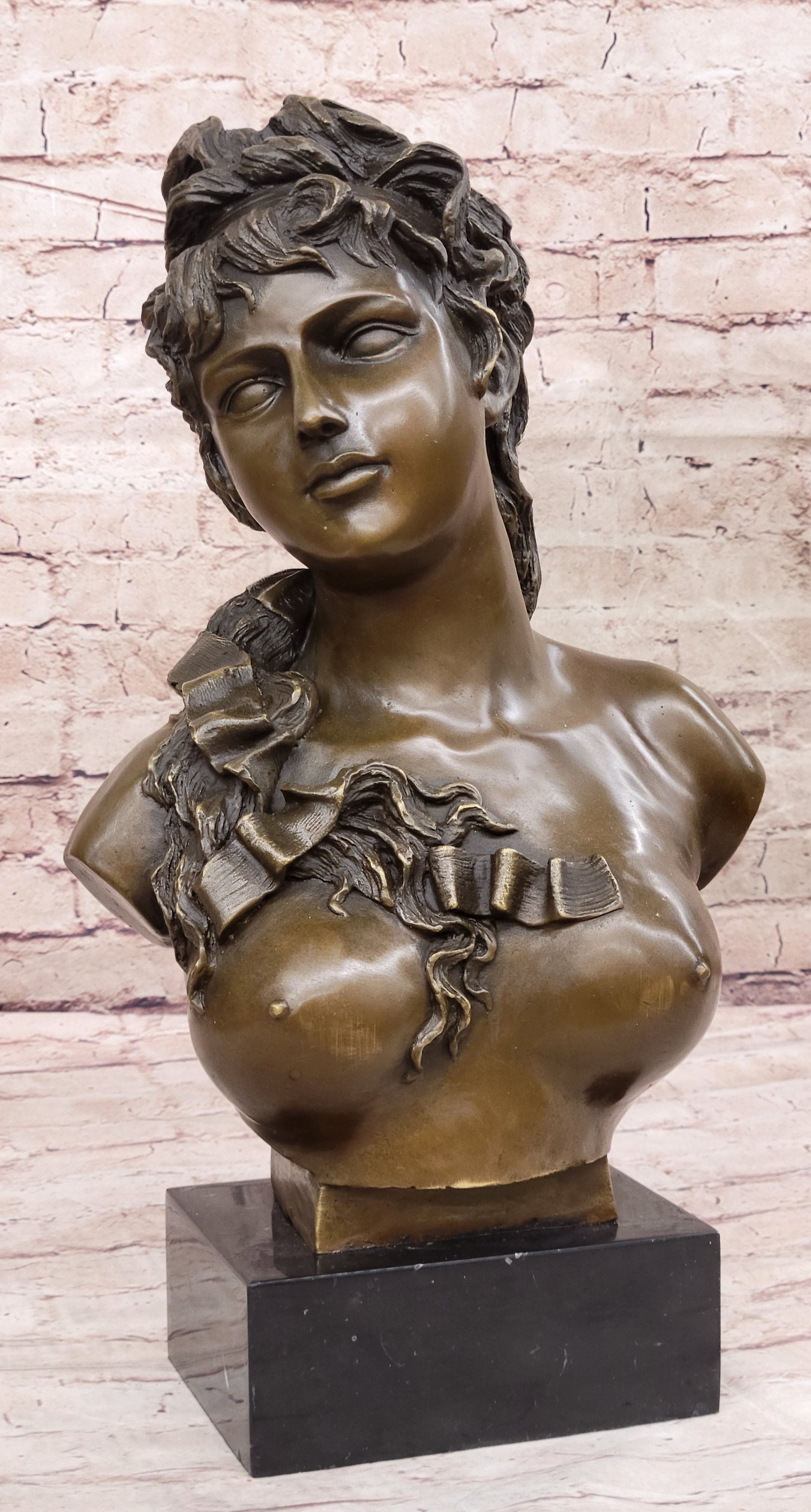 Hand Made Nude Female Bust by French Artist Jean Patoue Classic Artwork Statue