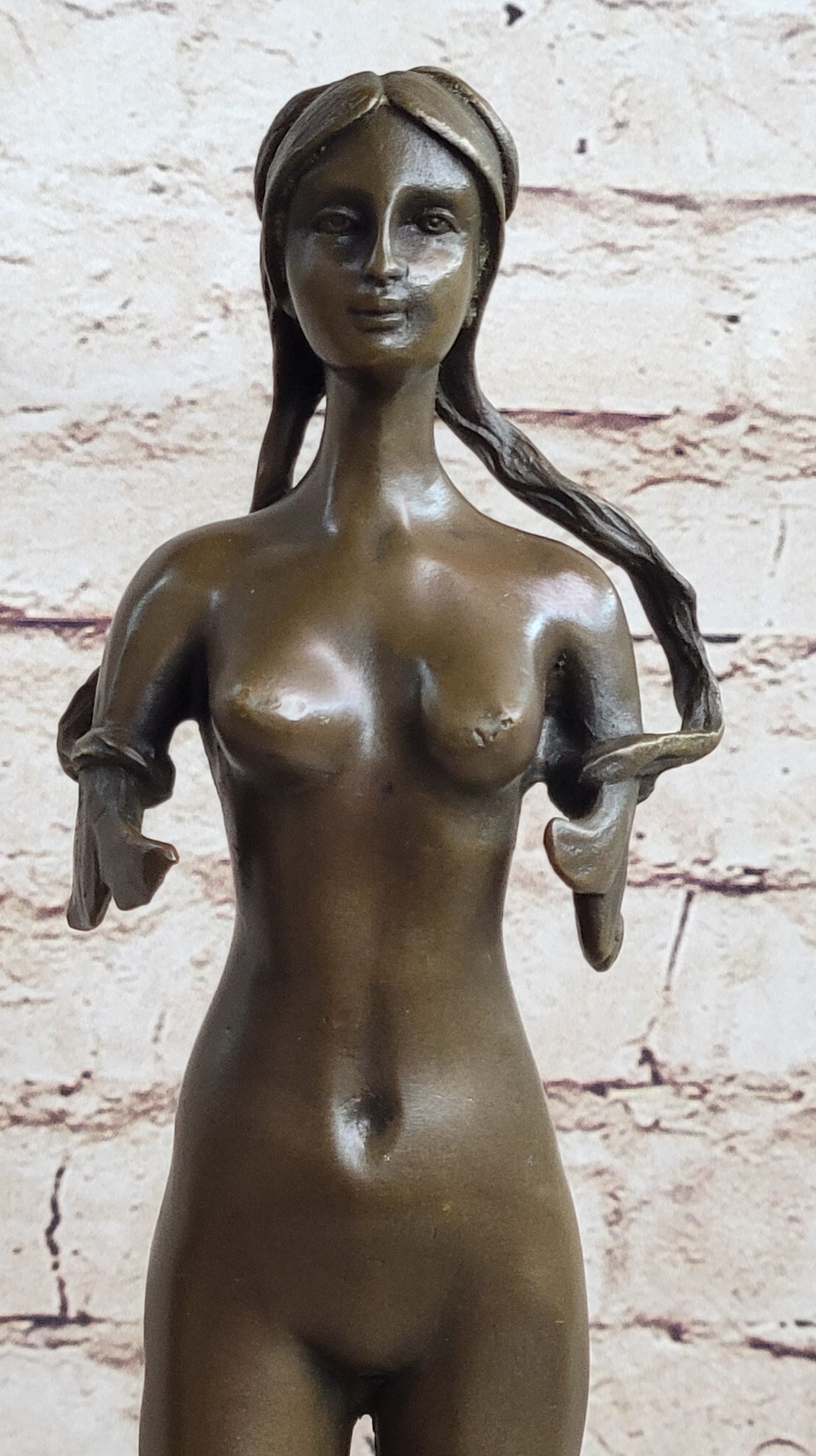 Signed Roche Nude Mythical Mermaid Bronze Sculpture Nude Statue Figure Figurine