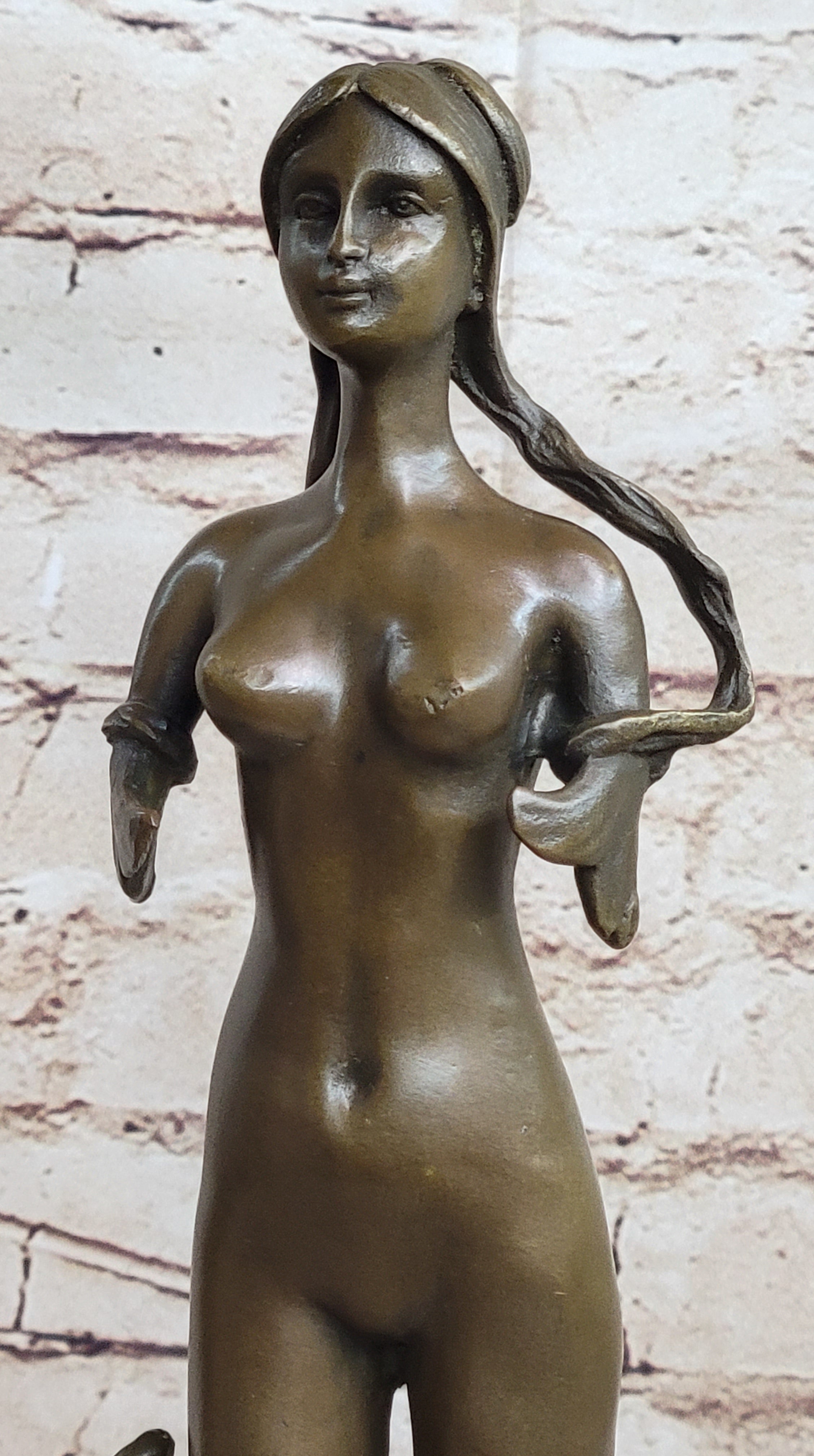 Signed Roche Nude Mythical Mermaid Bronze Sculpture Nude Statue Figure Figurine