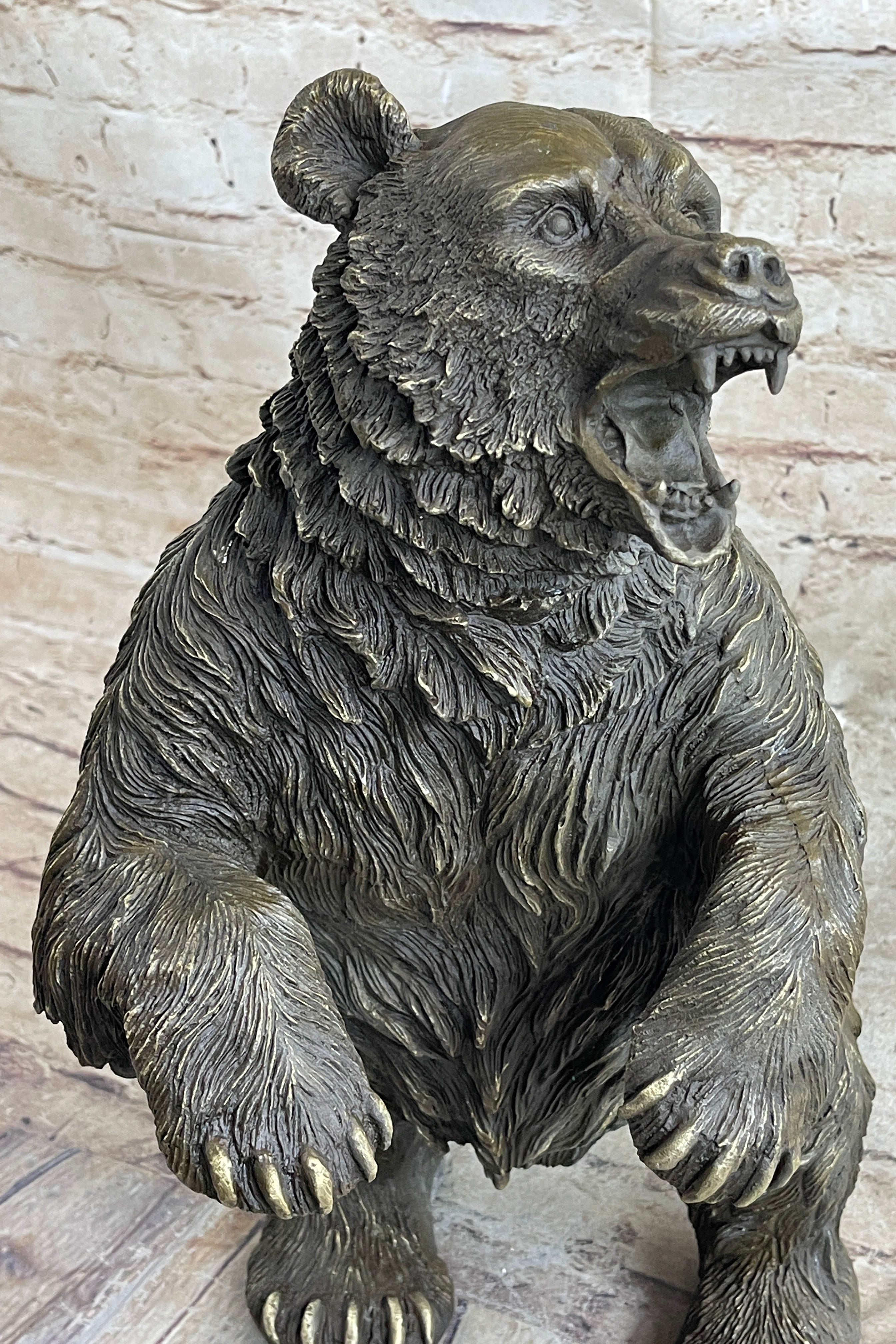 Remington Roaring Black Bear Lover Collector Bronze Statue Bookend Gift Art Deco