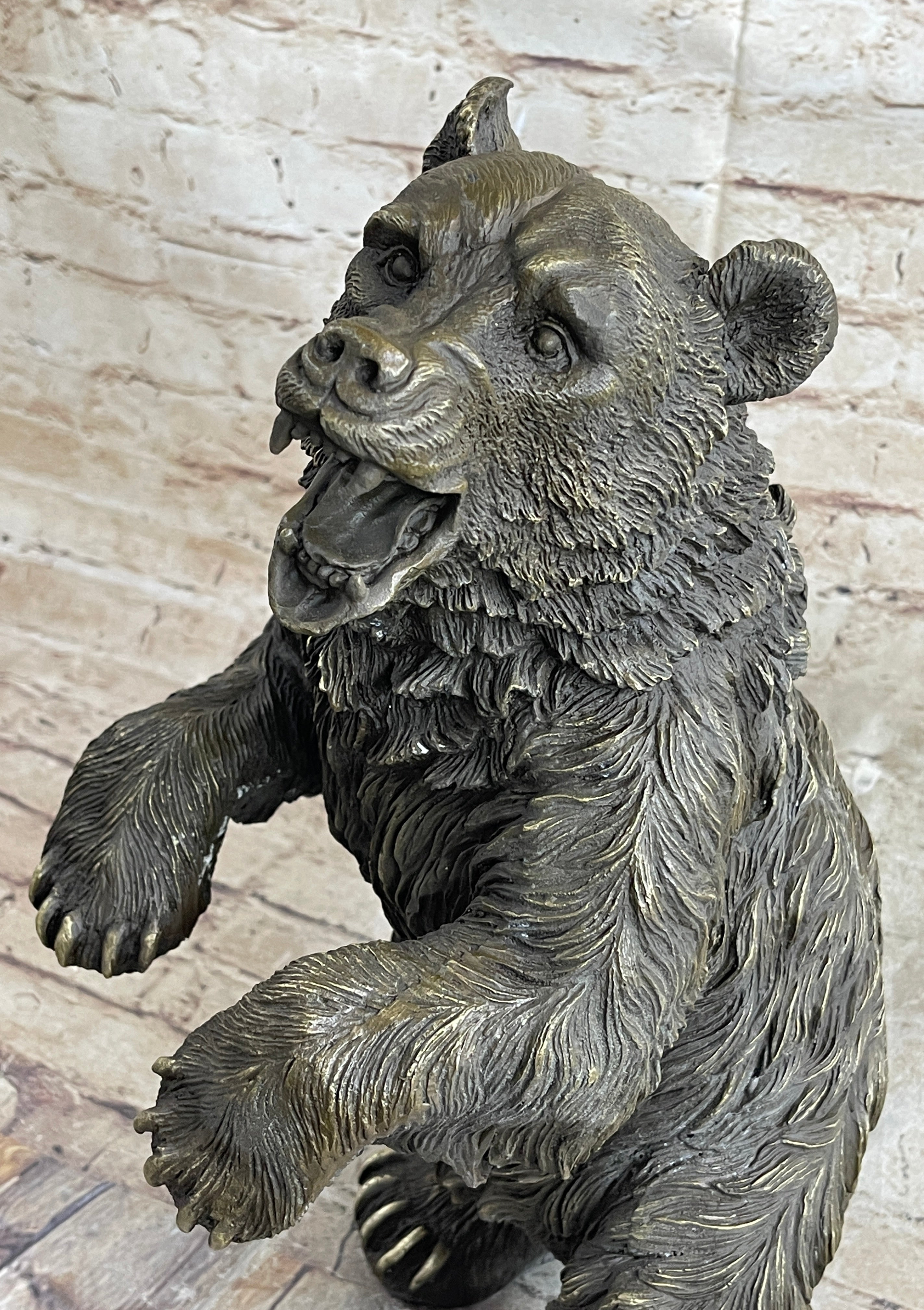 Remington Roaring Black Bear Lover Collector Bronze Statue Bookend Gift Art Deco