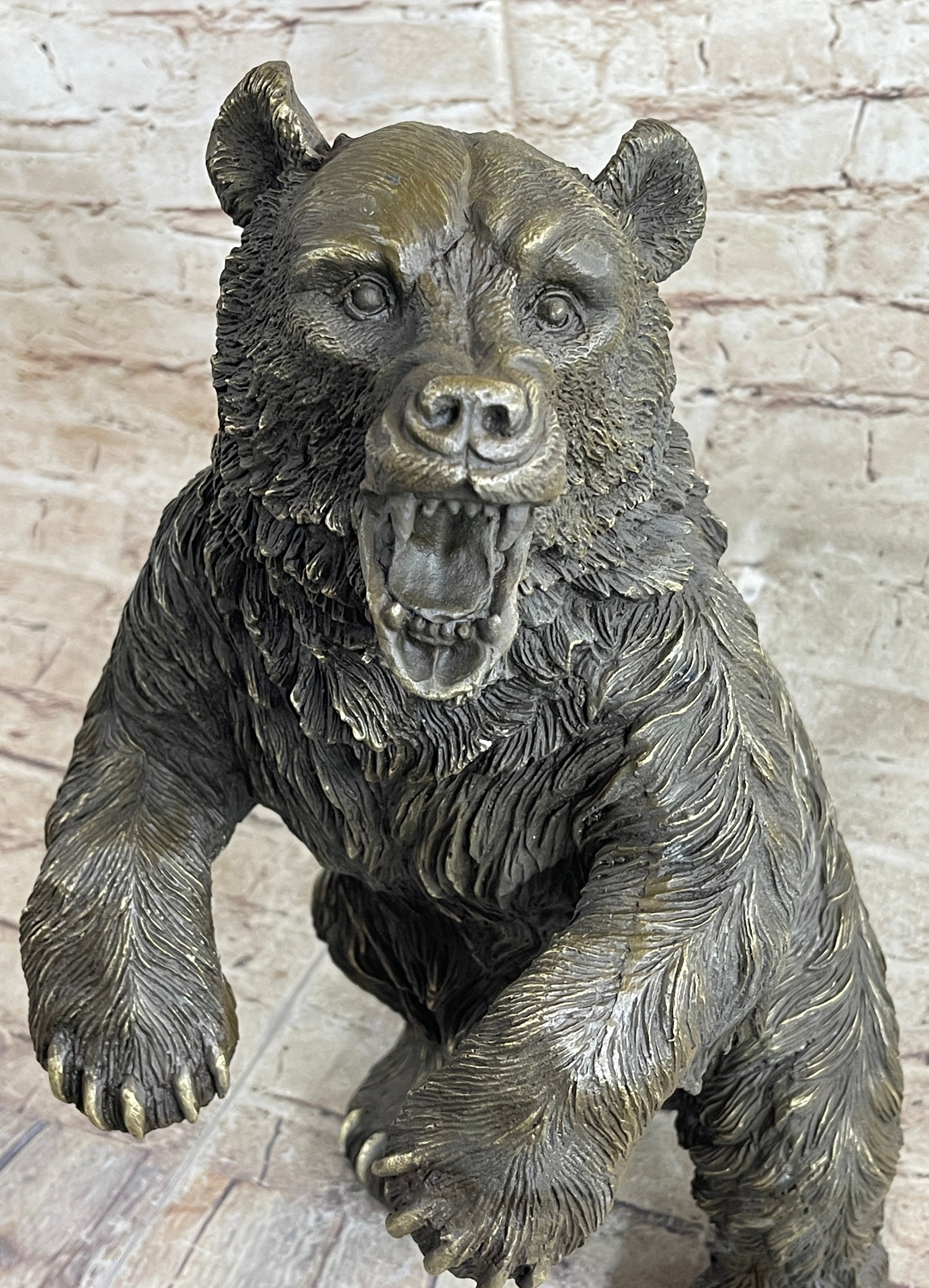 Remington Roaring Black Bear Lover Collector Bronze Statue Bookend Gift Art Deco