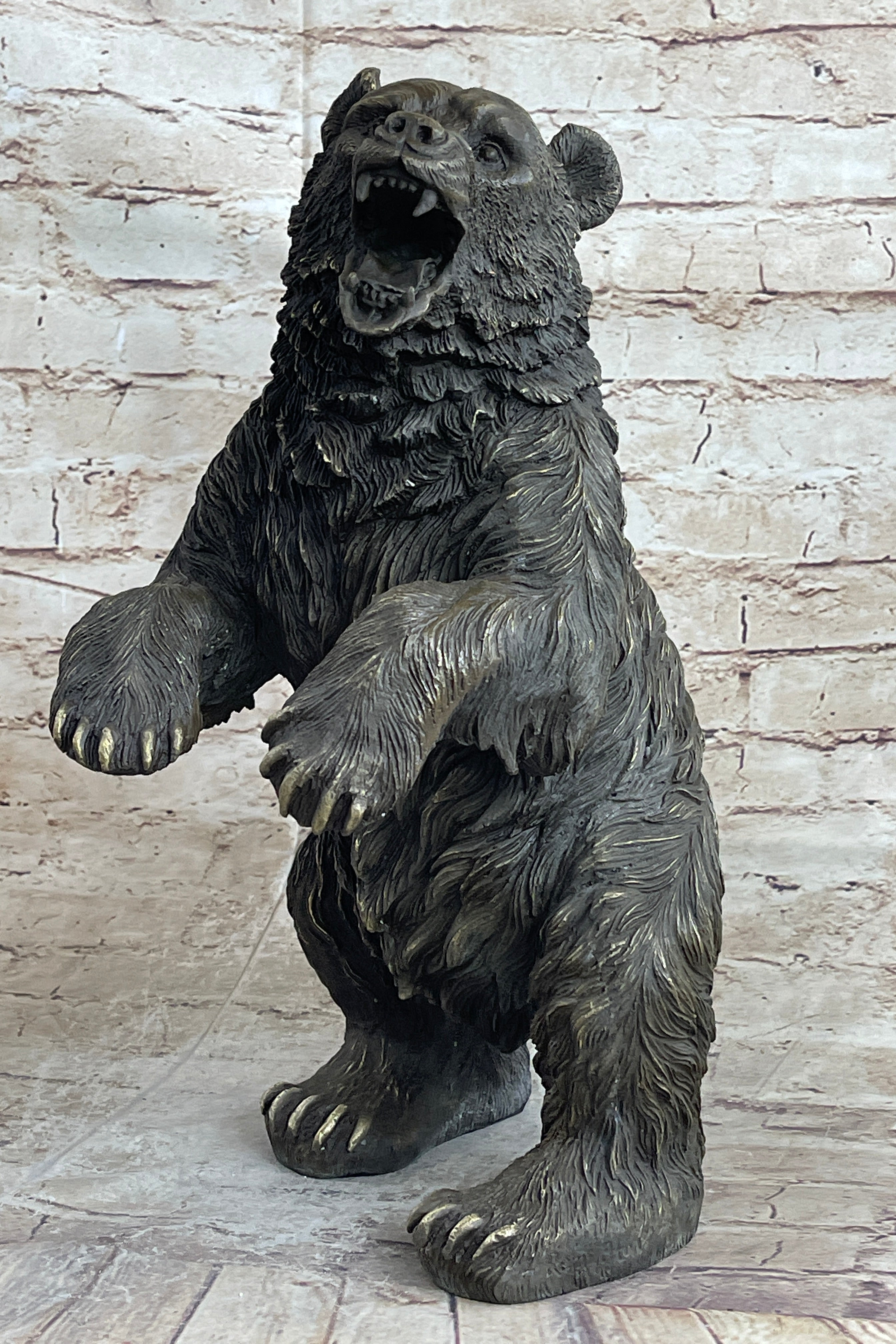 Remington Roaring Black Bear Lover Collector Bronze Statue Bookend Gift Art Deco