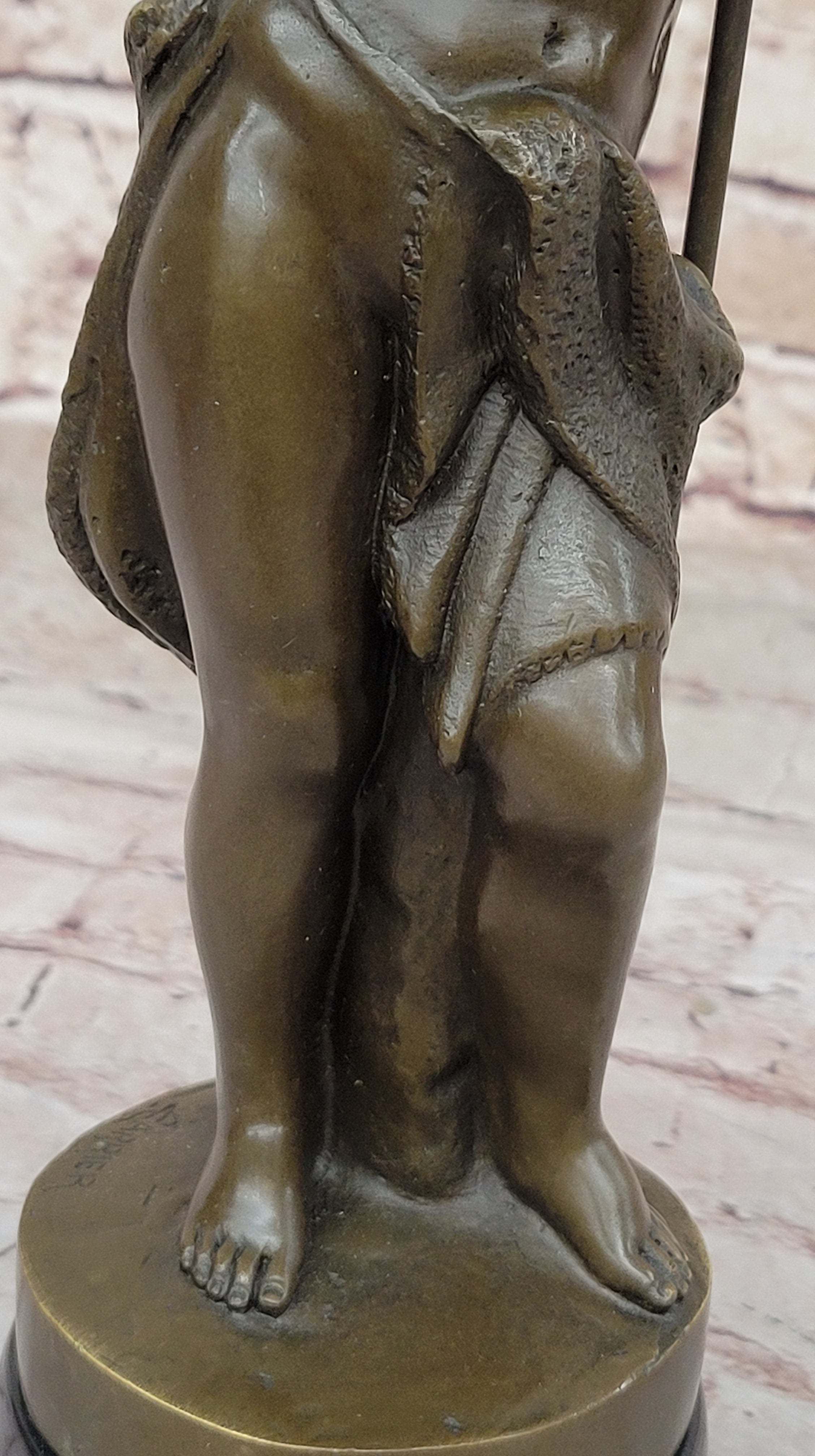 Handcrafted bronze sculpture SALE Nude Hand Praying Boy Belleuse Carrier Sign