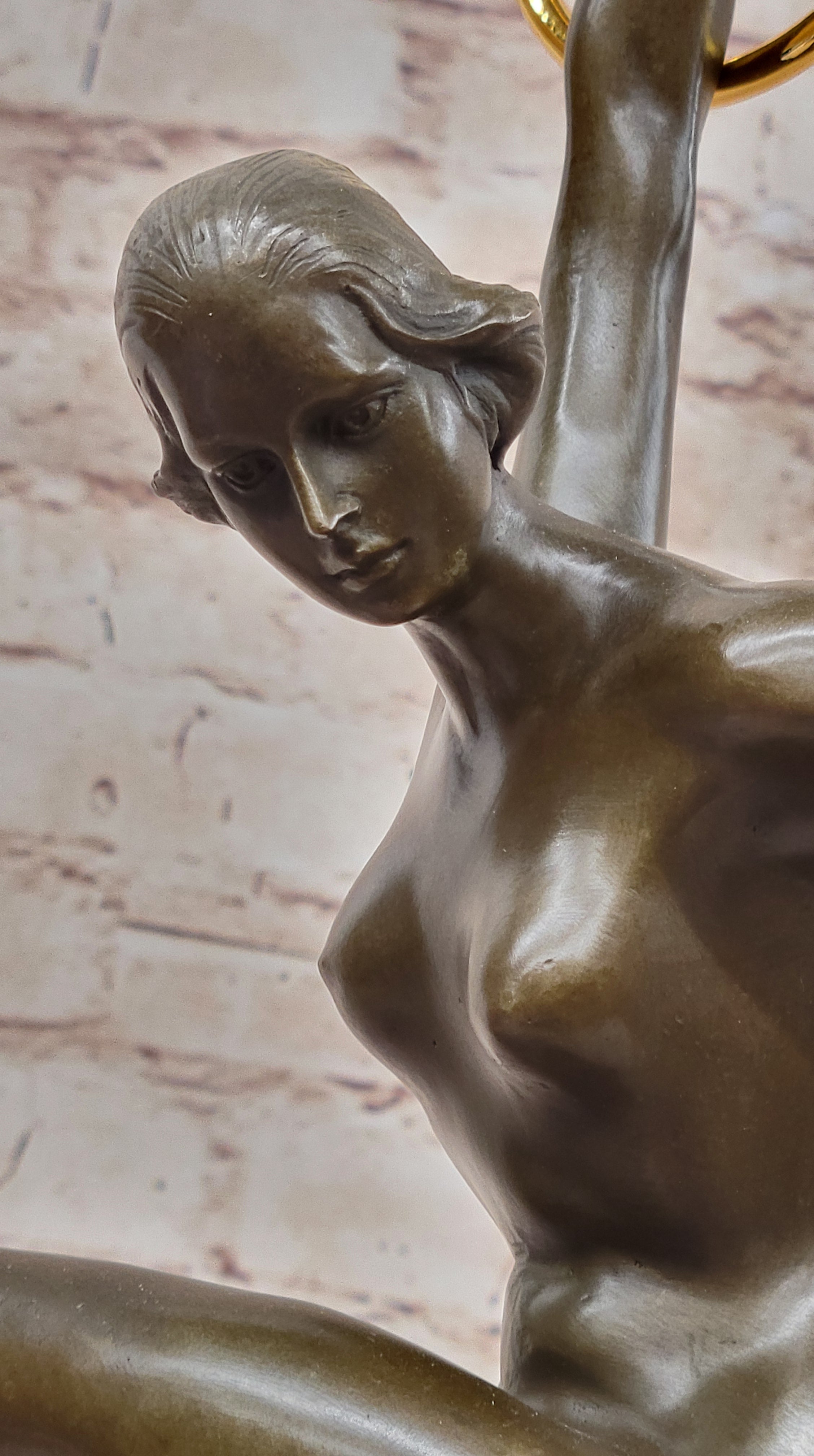 Art Deco Handcrafted Detailed Juggler Sport Lady Bronze Sculpture Statue Figurine