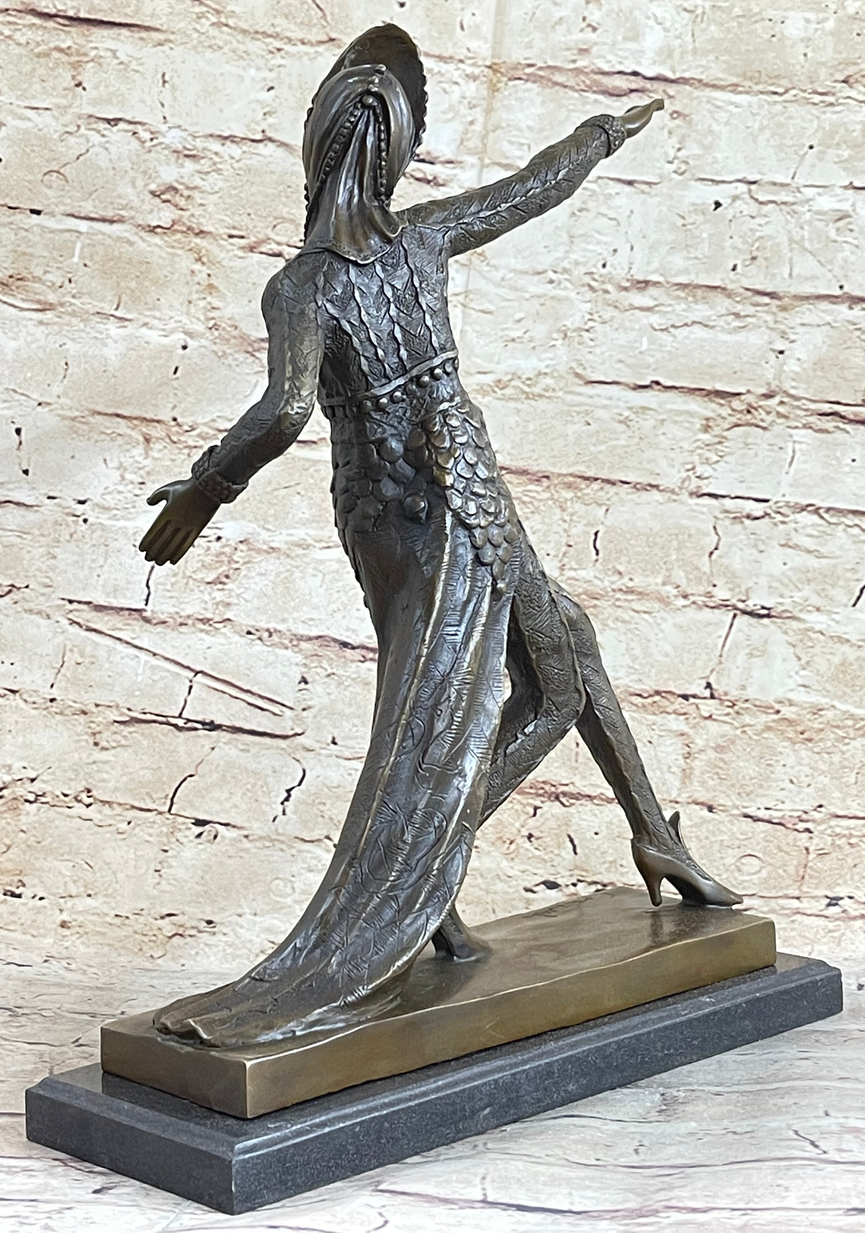 Cleopatra Egyptian Exotic Dancer Bronze Sculpture Statue Art Signed Mirval Figure