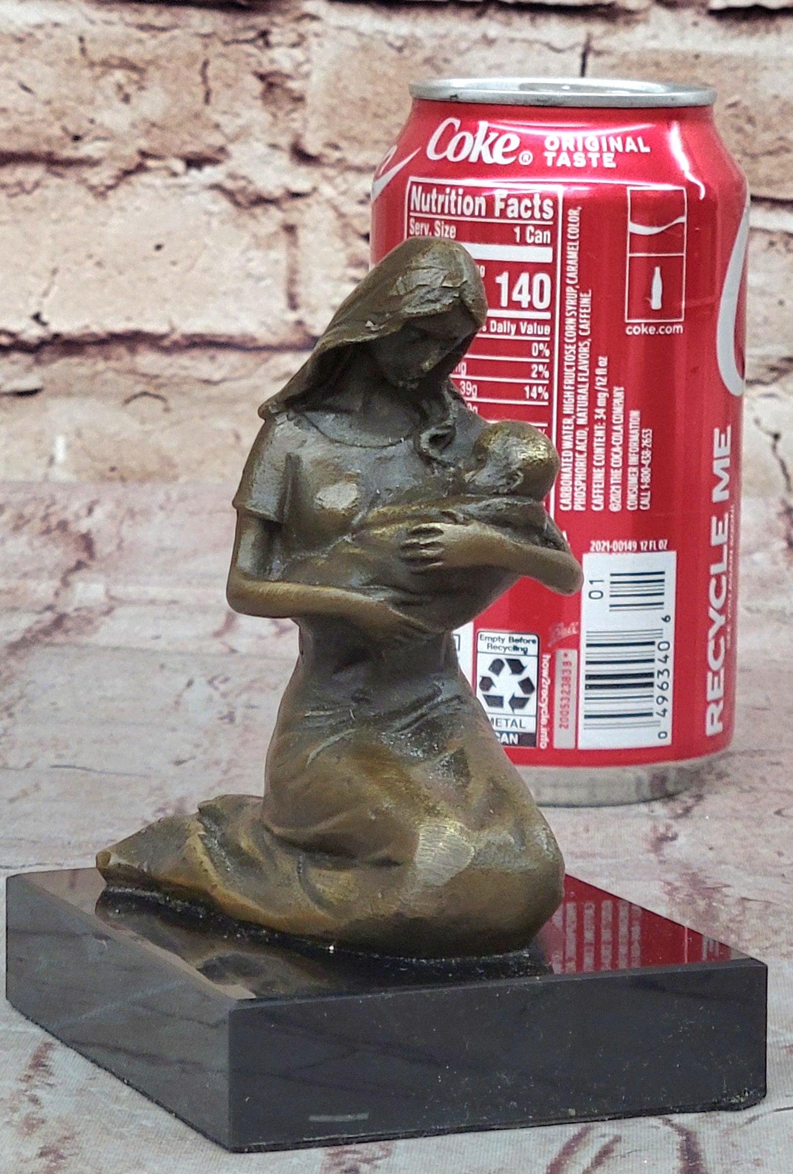 Bronze Sculpture Young Mother and Her Baby Abstract Moden Art Mid Century Figure