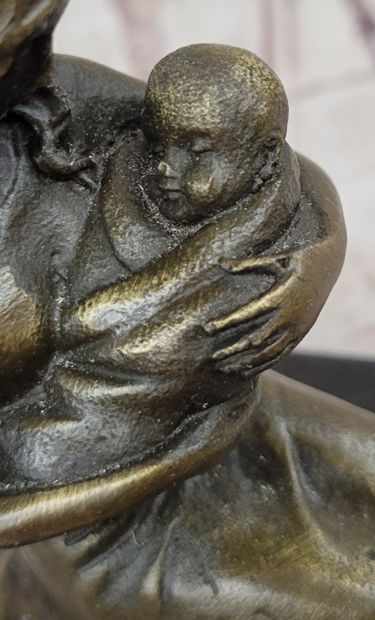 Bronze Sculpture Young Mother and Her Baby Abstract Moden Art Mid Century Figure