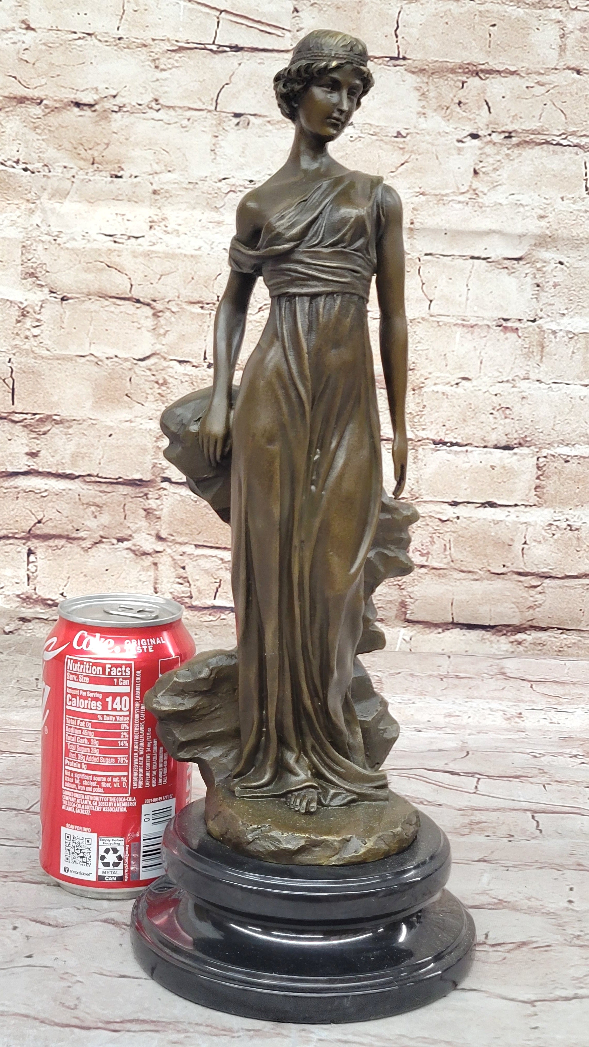 Pax Goddess of Peace elegant female nude bronze sculpture Marble Base Figurine
