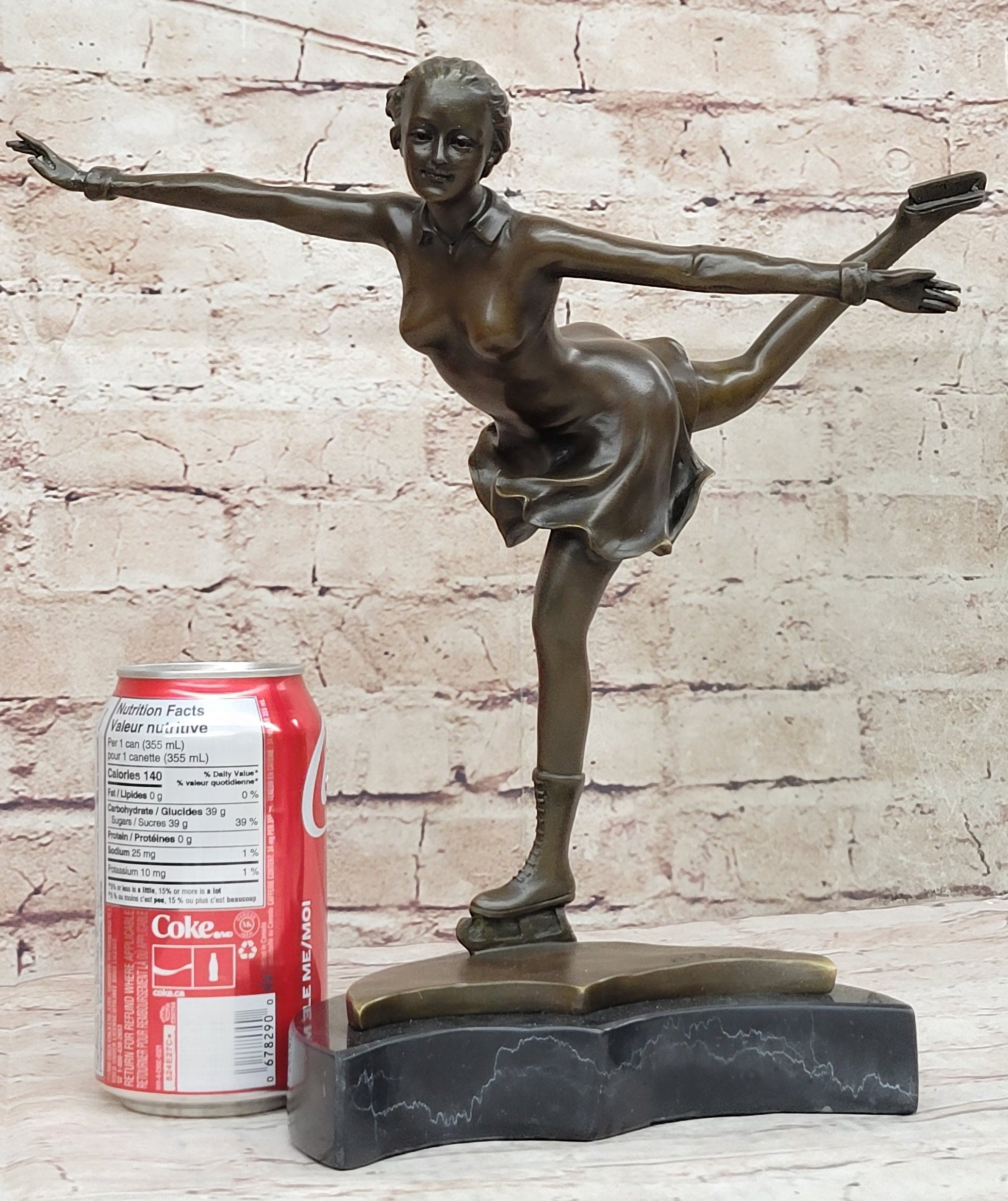 Handcrafted bronze sculpture SALE Trophy Sport Olympic Skater Ice Preiss