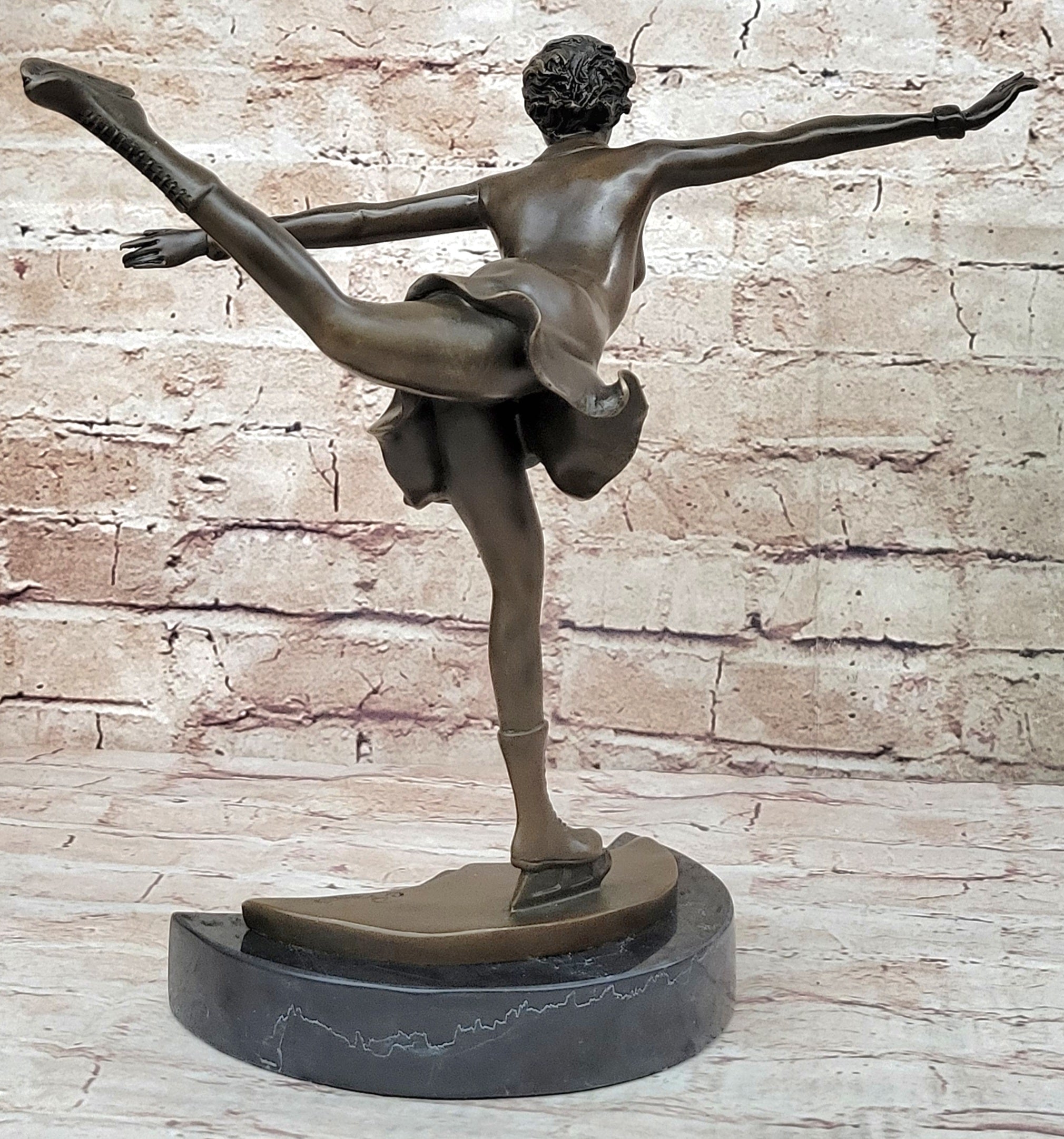 Handcrafted bronze sculpture SALE Trophy Sport Olympic Skater Ice Preiss