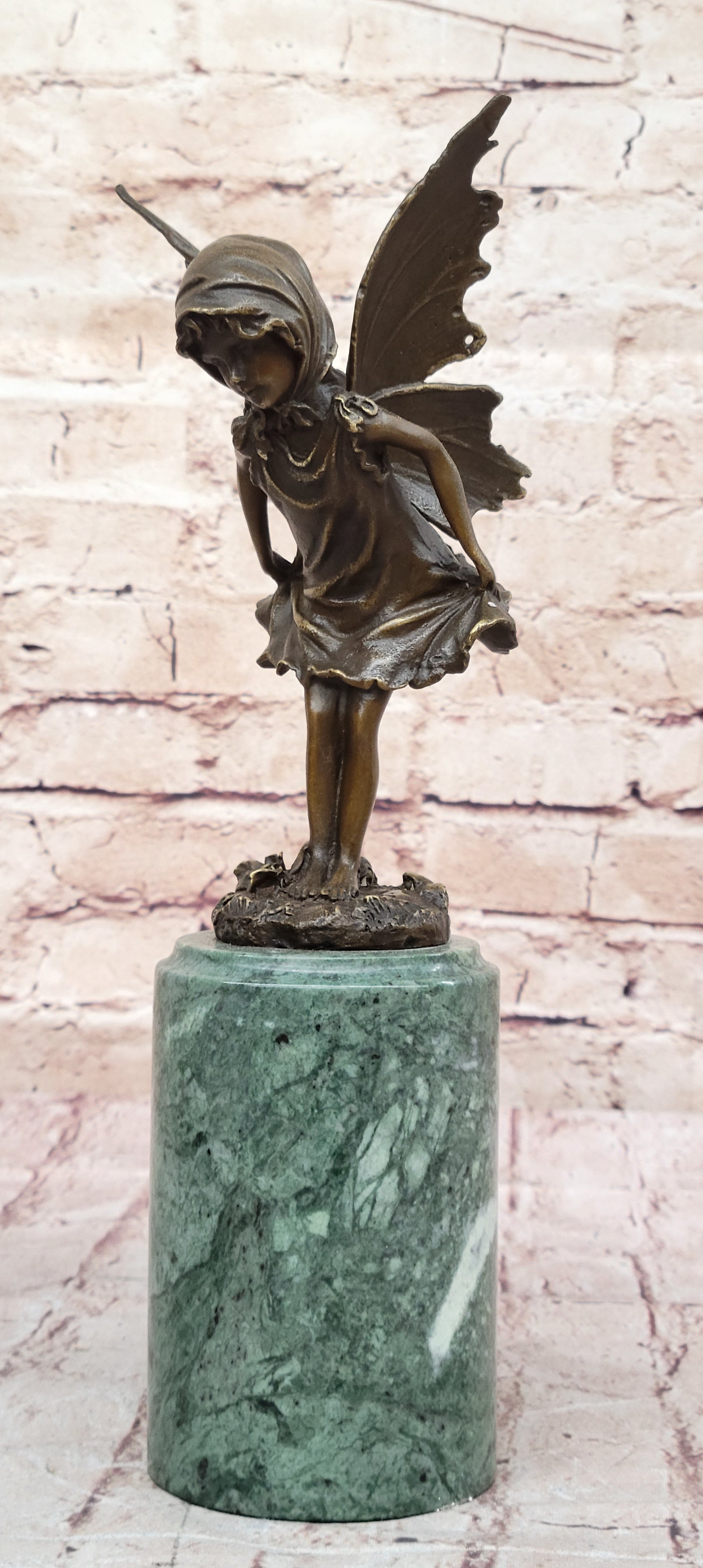 Butterfly Angel Little Girl Vintage Bronze Signed Original Miguel Lopez Sculpture